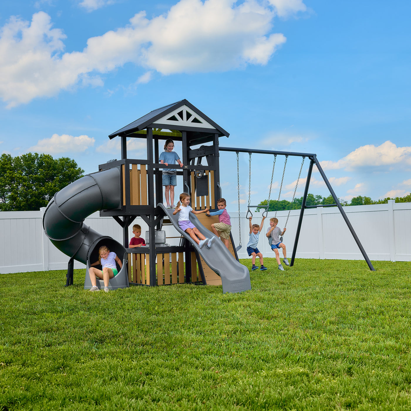 Atlas Steel Swing Set with Tube Slide — product photo 1