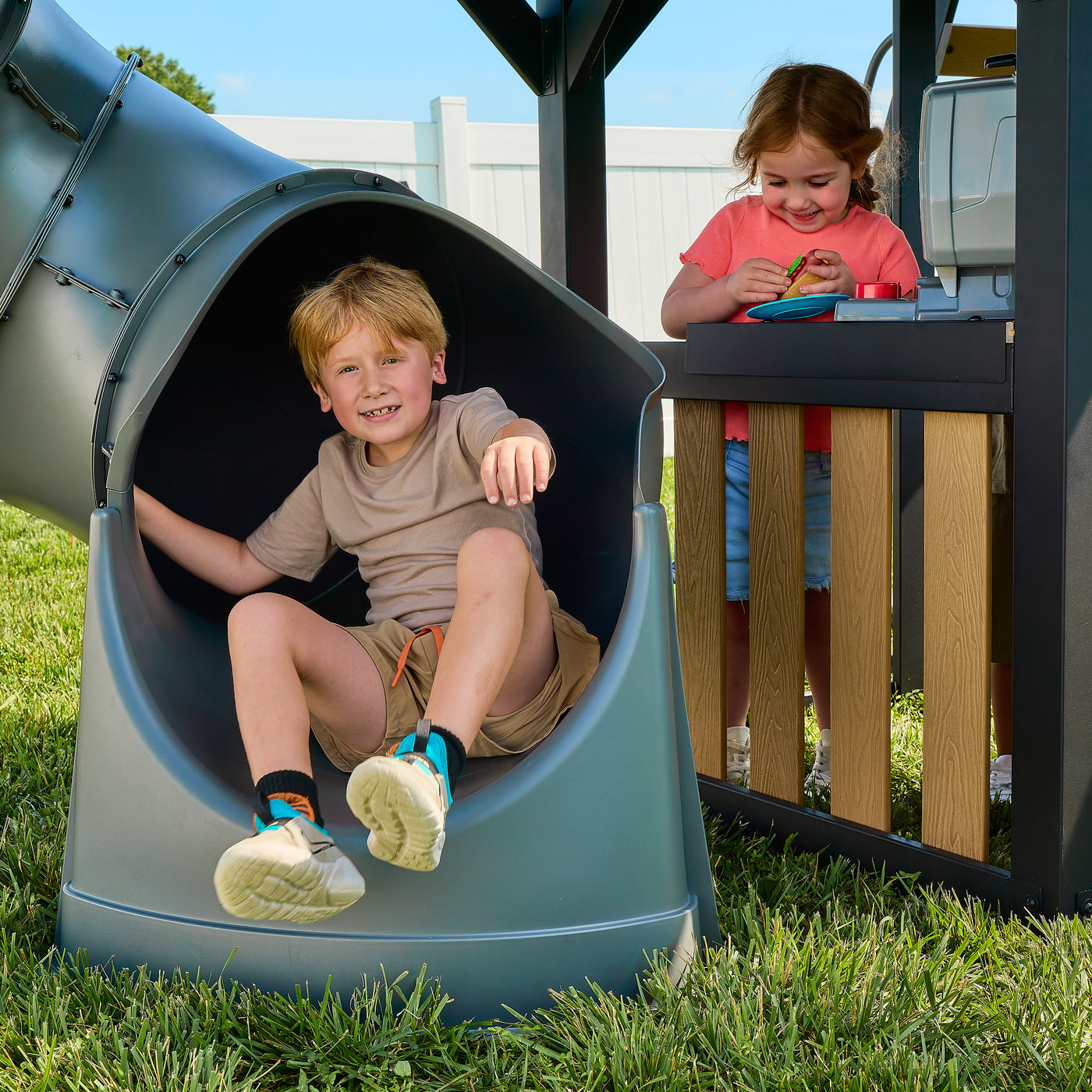 Atlas Steel Swing Set with Tube Slide — product photo 2