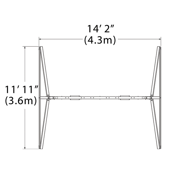 Free-Standing Swing Beam with Belt Swings and Trapeze — dimensions and layout