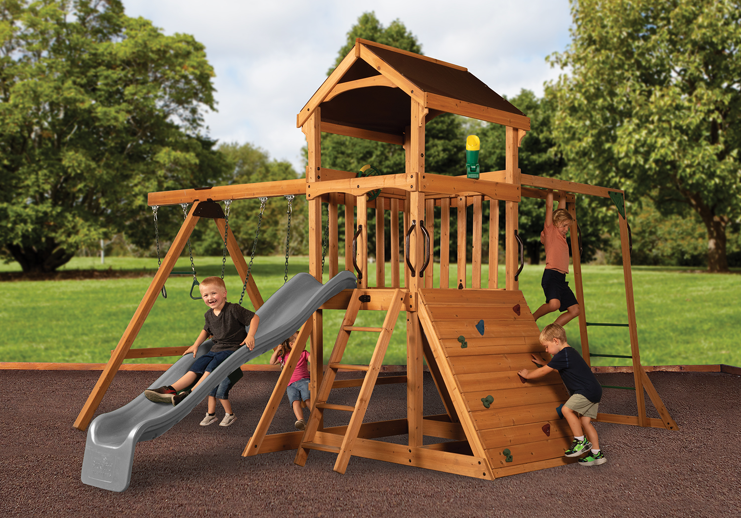 Grand Chateau With Gray Slide & Monkey Bars (4' Deck) — product photo 1