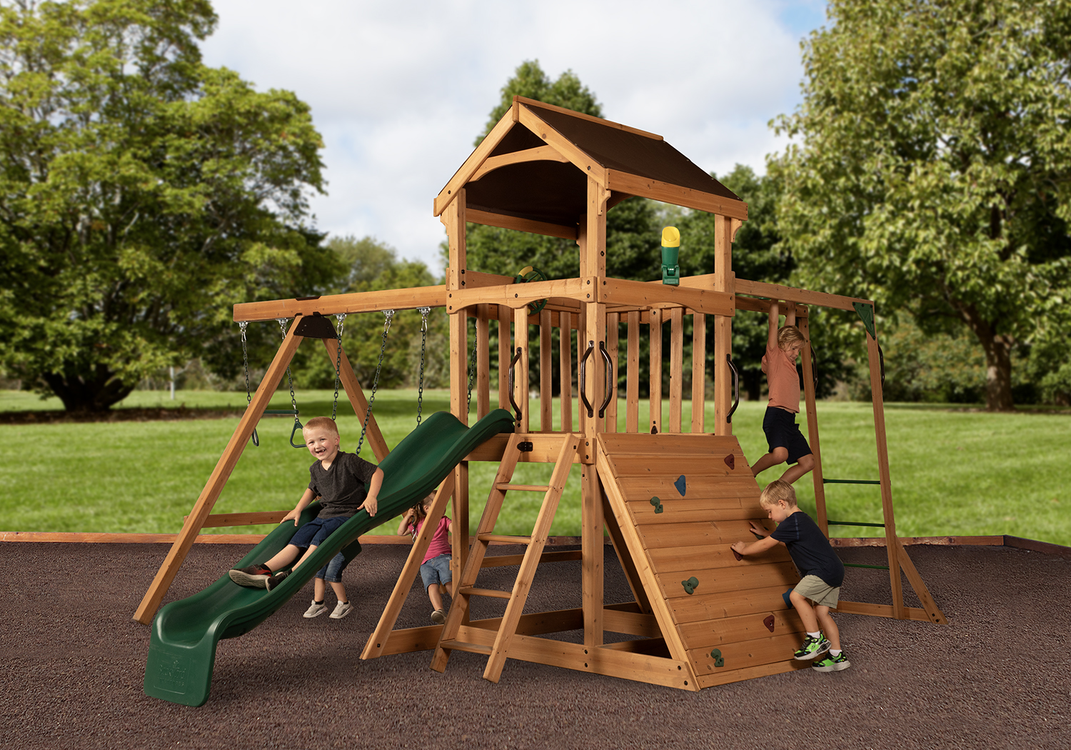 Grand Chateau With Green Slide & Monkey Bars (4' Deck) — product photo 1