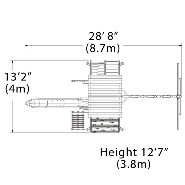Olympian Peak XL 1 with Tarp Roof Green Playset — dimensions and layout