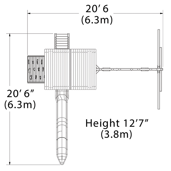 Olympian Treehouse XL 1 Swing Set — dimensions and layout