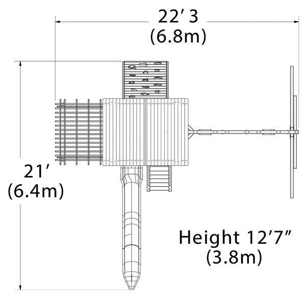 Olympian Treehouse XL 2 Swing Set — dimensions and layout