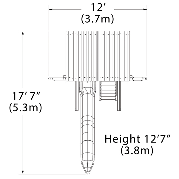 Olympian Treehouse XL Space Saver 1 Swing Set — dimensions and layout