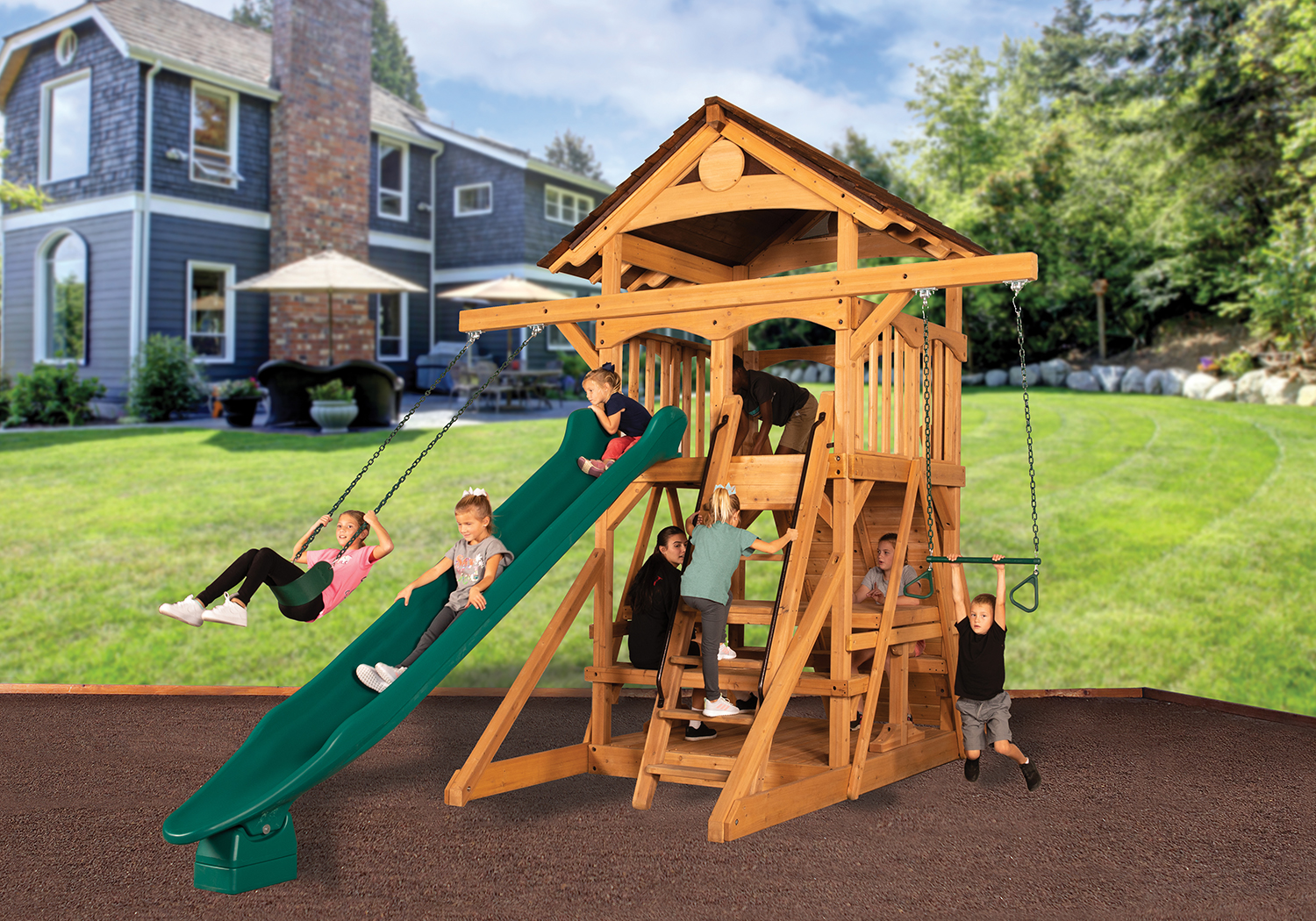 Olympian Treehouse XL Space Saver 2 Swing Set — product photo 1
