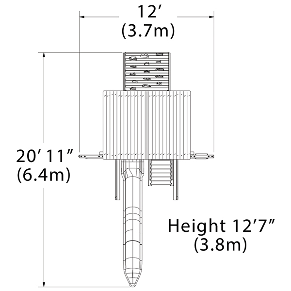Olympian Treehouse XL Space Saver 2 Swing Set — dimensions and layout