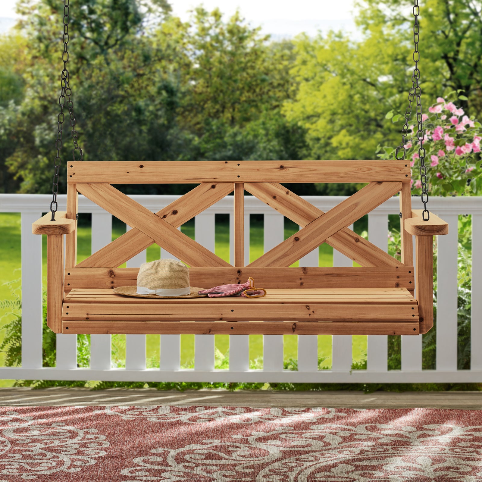 Cedar Farmhouse Porch Swing Light Brown — manufacturer photo 5