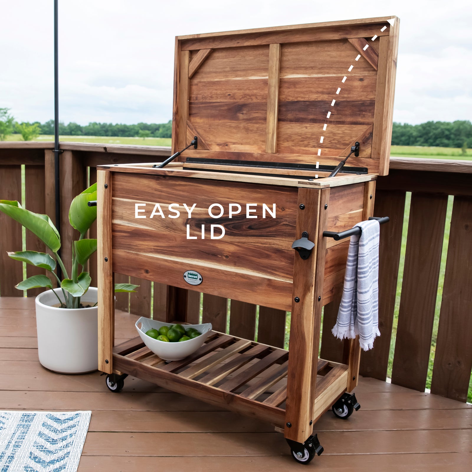 100 Quart Patio Cooler - Acacia — manufacturer photo 3