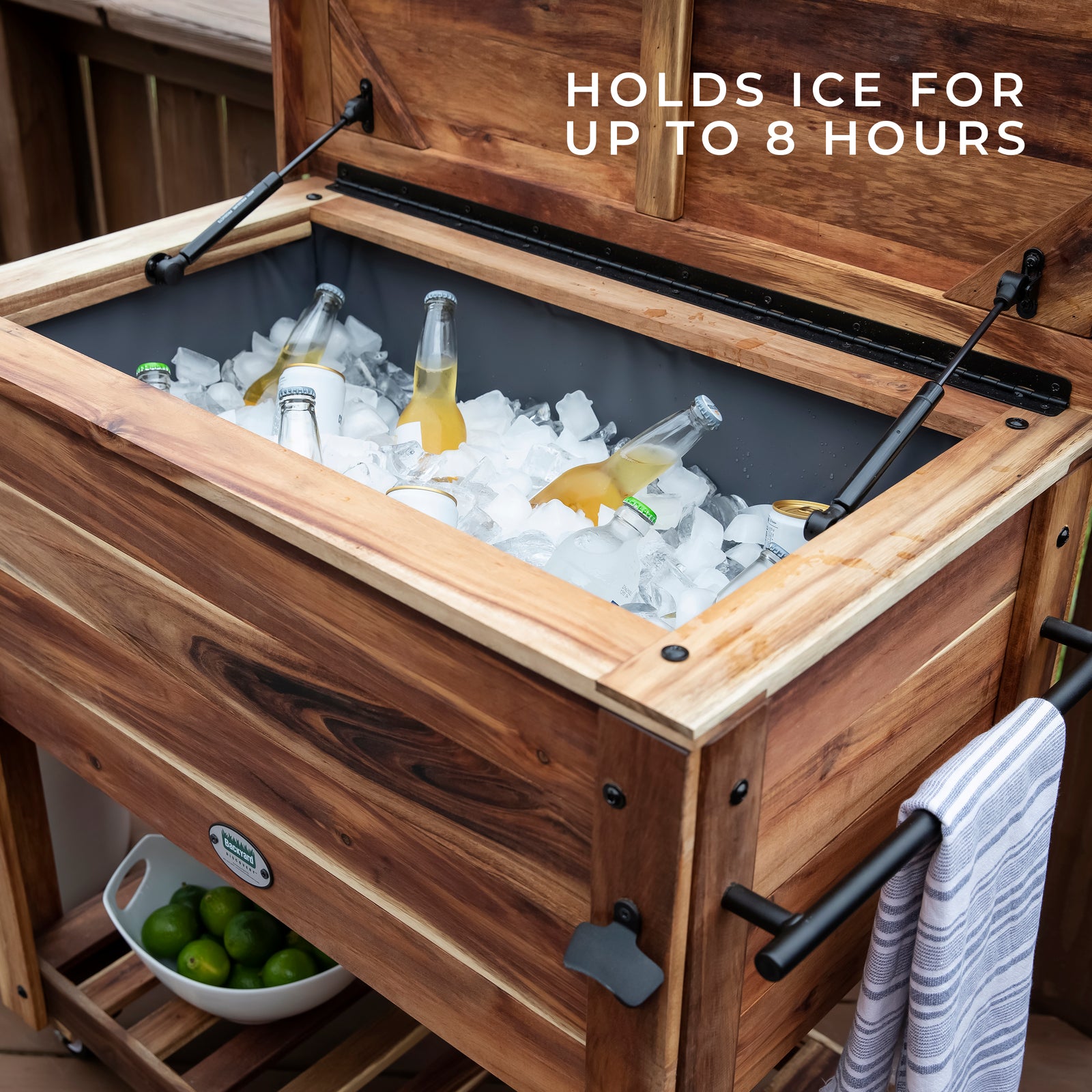 100 Quart Patio Cooler - Acacia — manufacturer photo 6