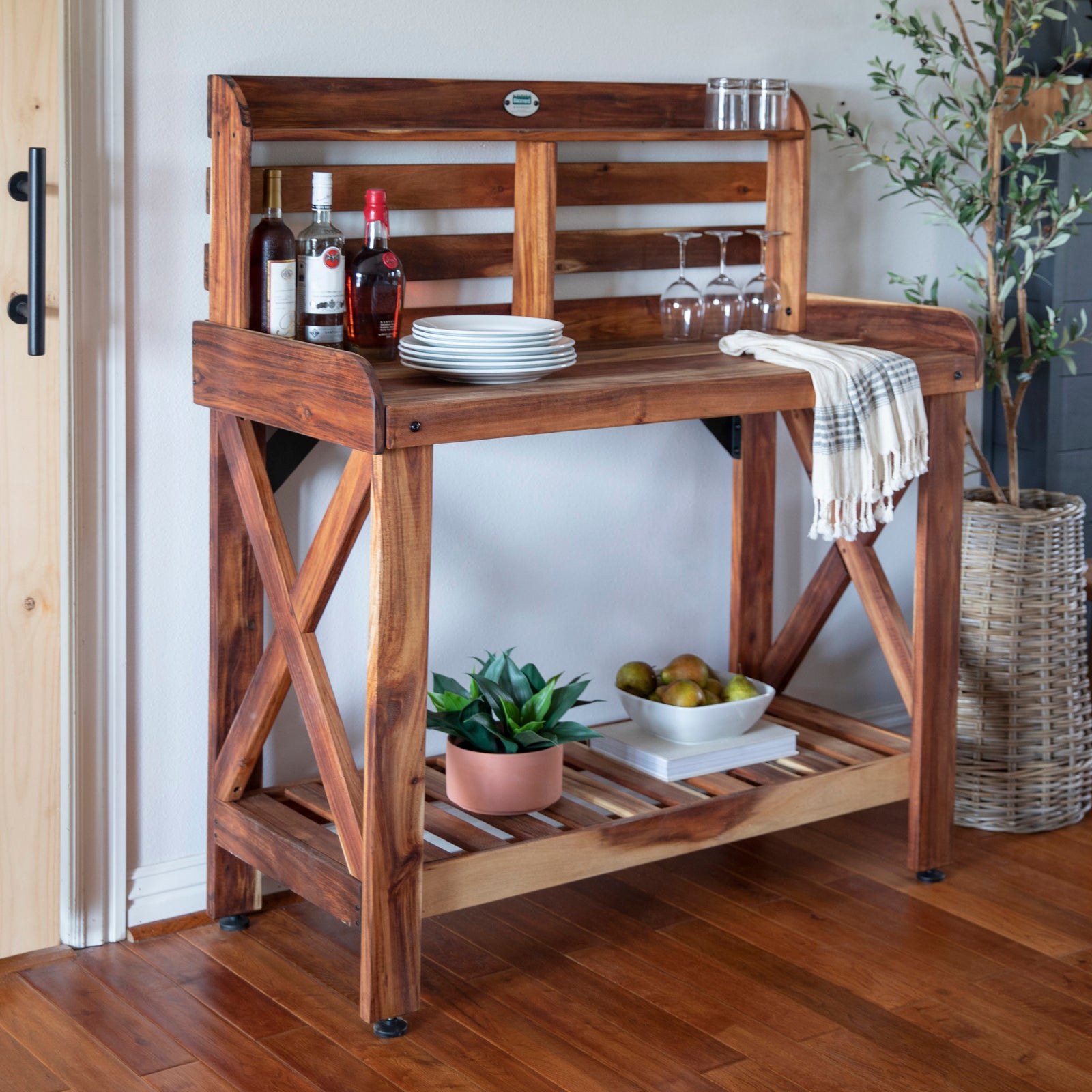 Potting Table/Bench/Serving Bar - Acacia Wood — manufacturer photo 4