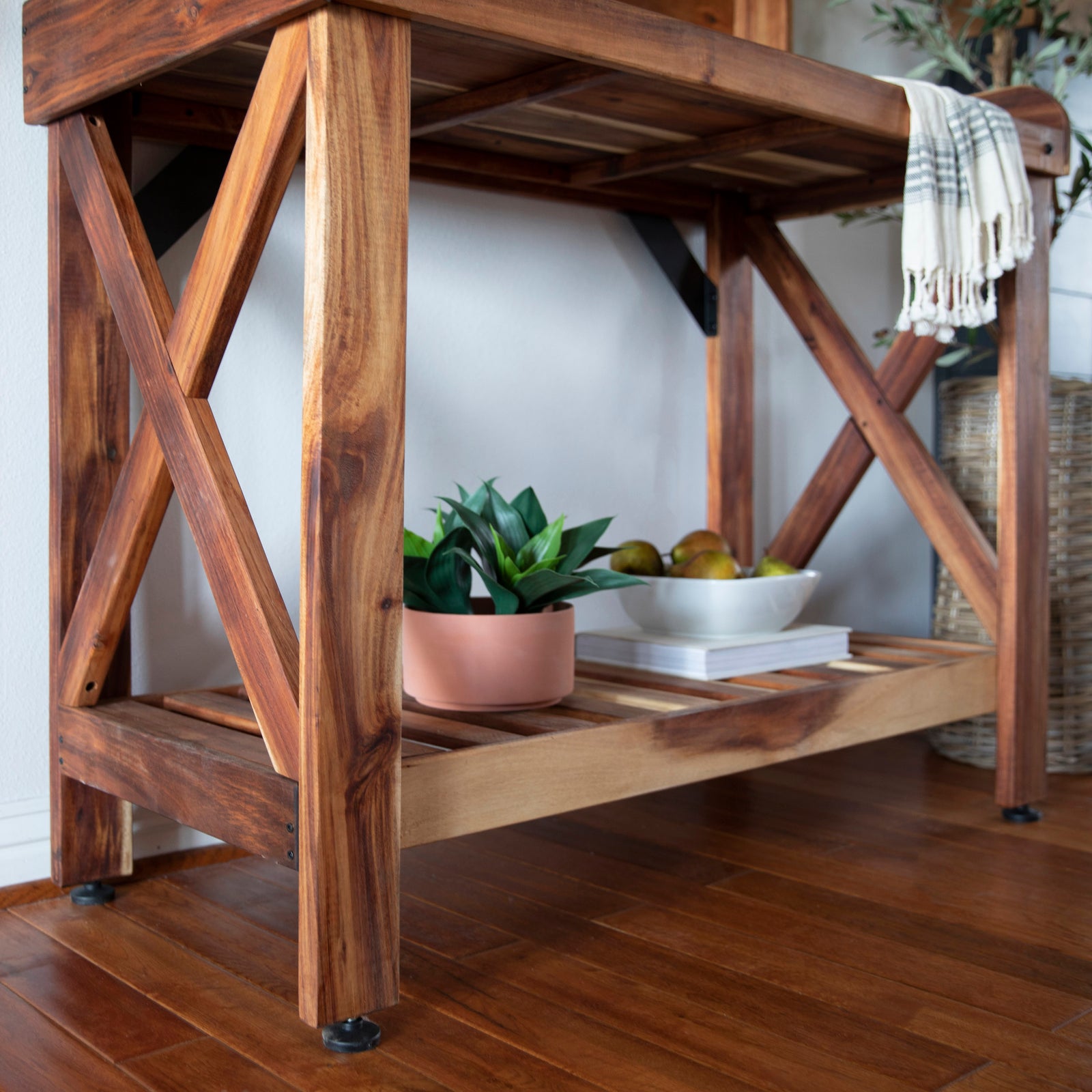 Potting Table/Bench/Serving Bar - Acacia Wood — manufacturer photo 5