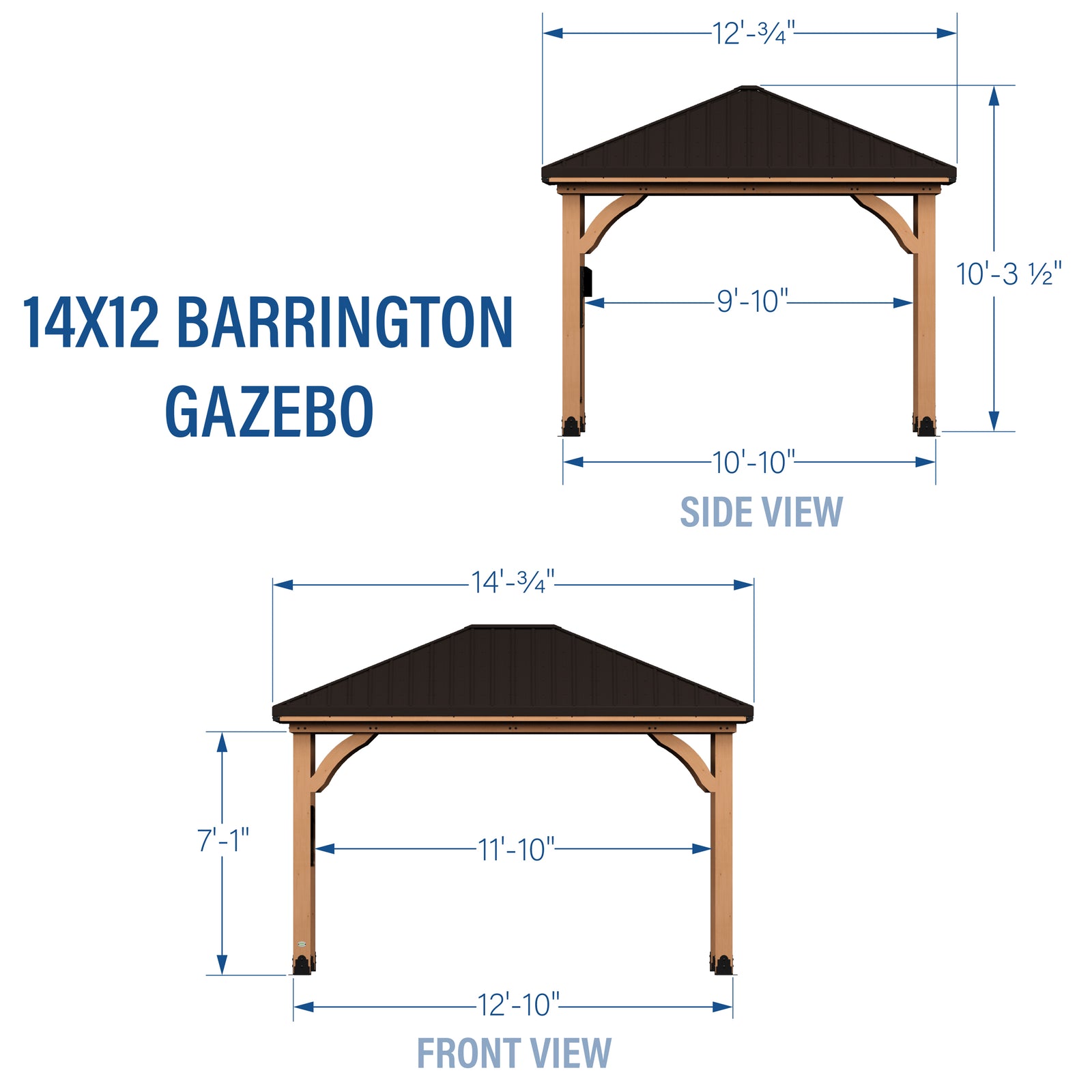 14x12 Barrington Gazebo — footprint and dimensions