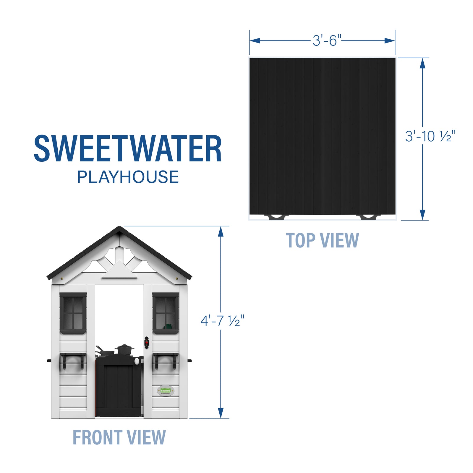 Sweetwater Playhouse - White — footprint and dimensions