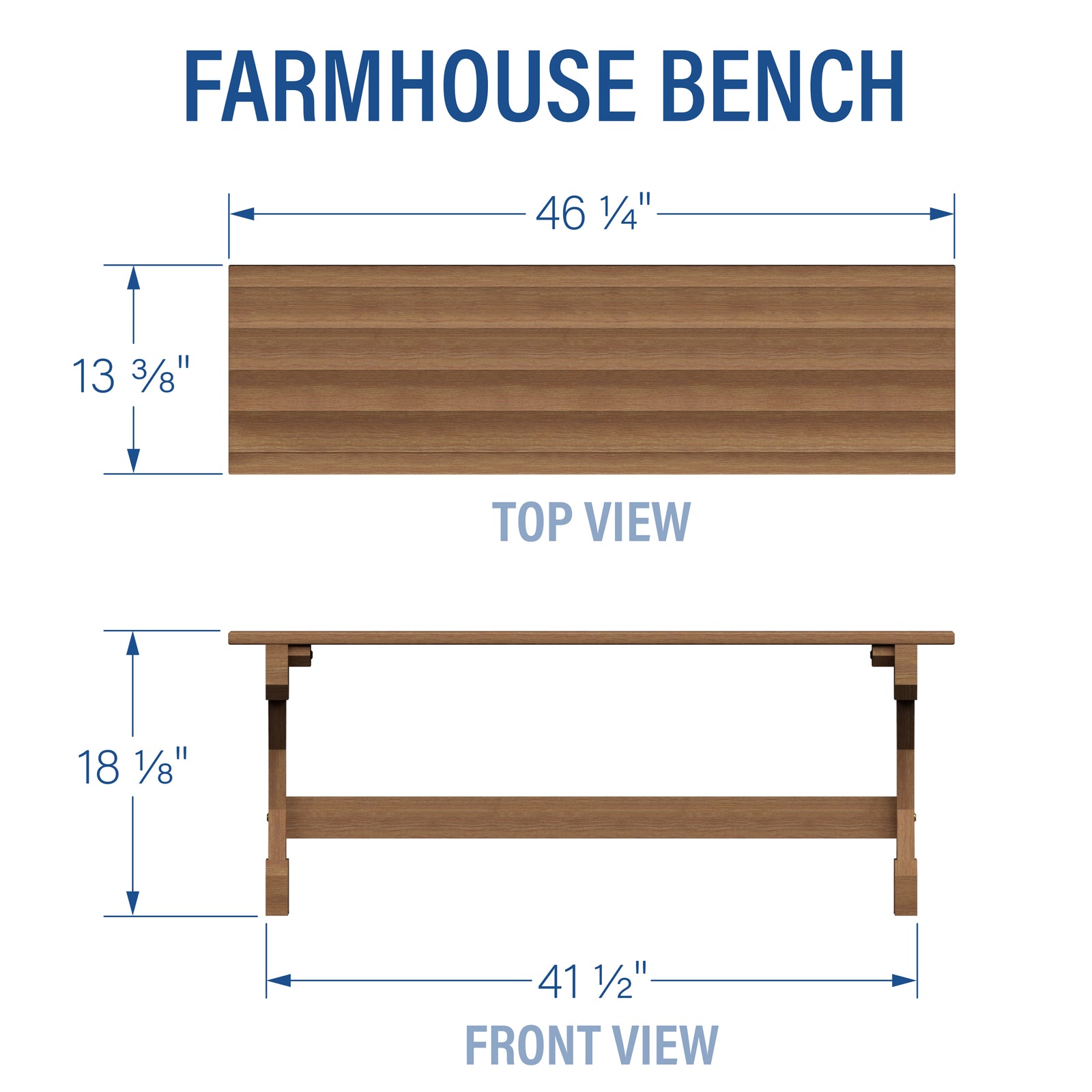 Farmhouse Bench — footprint and dimensions