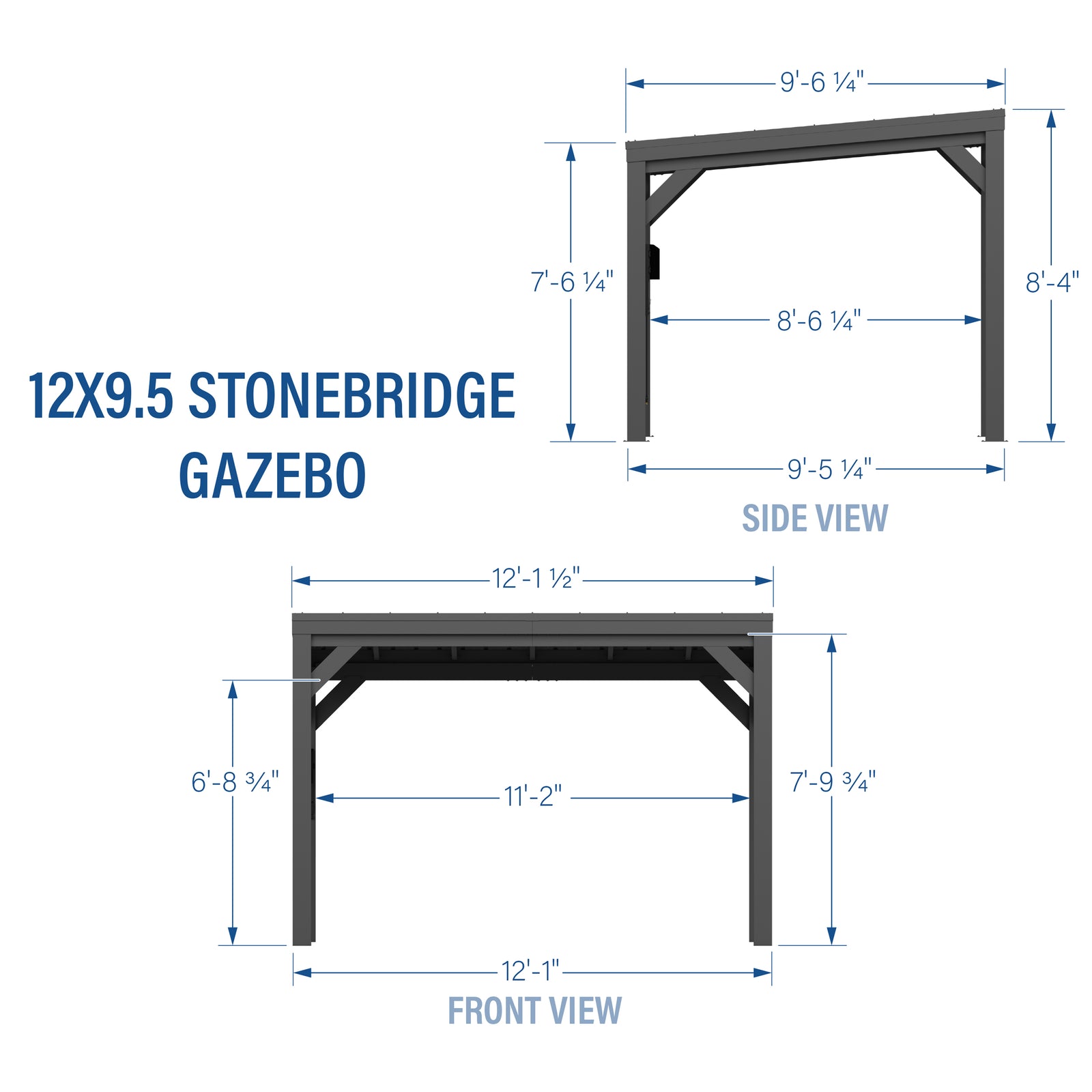 12x9.5 Stonebridge Gazebo — footprint and dimensions