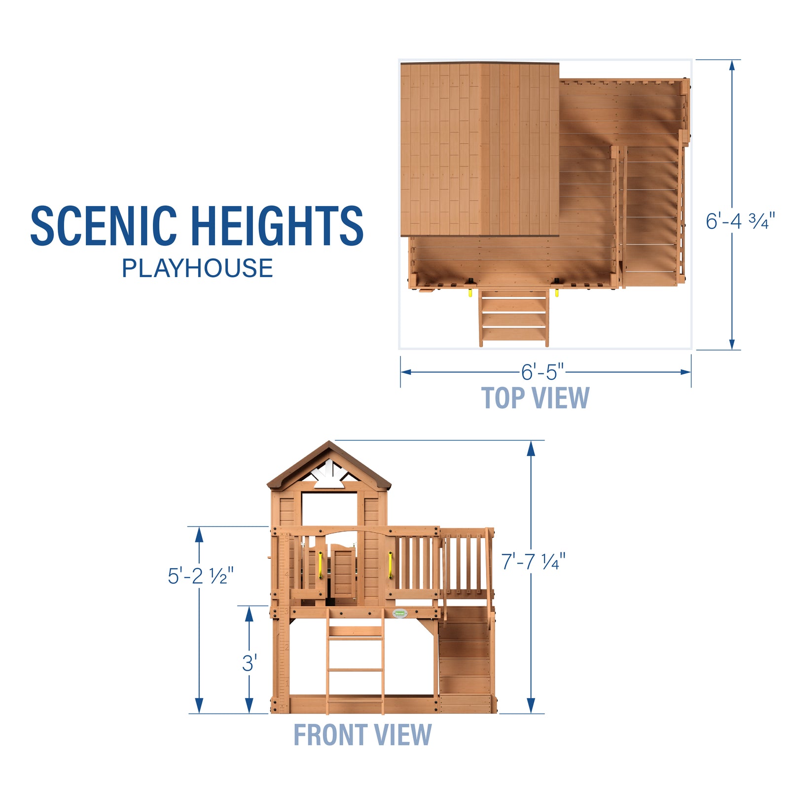 Scenic Heights Wooden Playhouse — footprint and dimensions