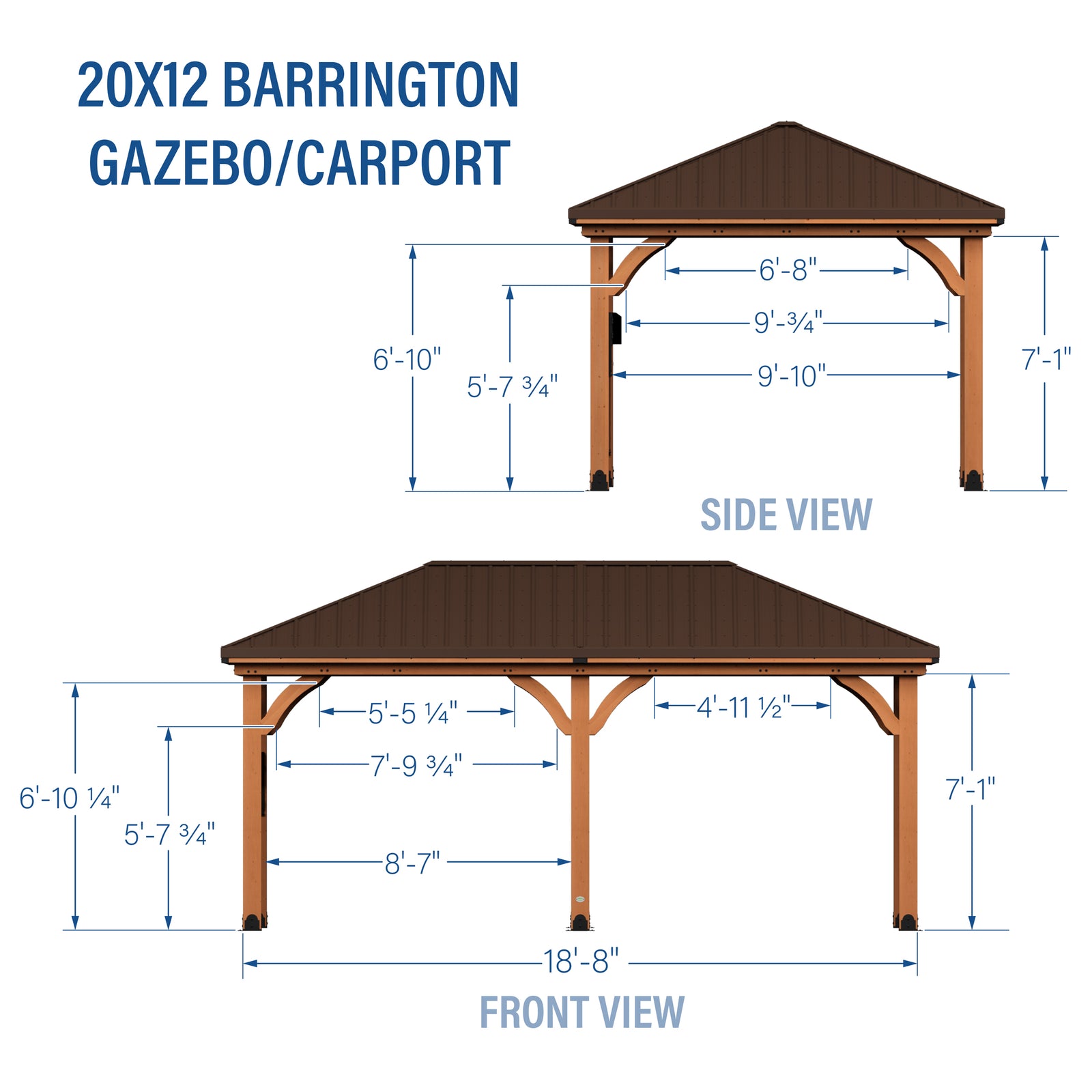20x12 Barrington Gazebo/Carport — footprint and dimensions
