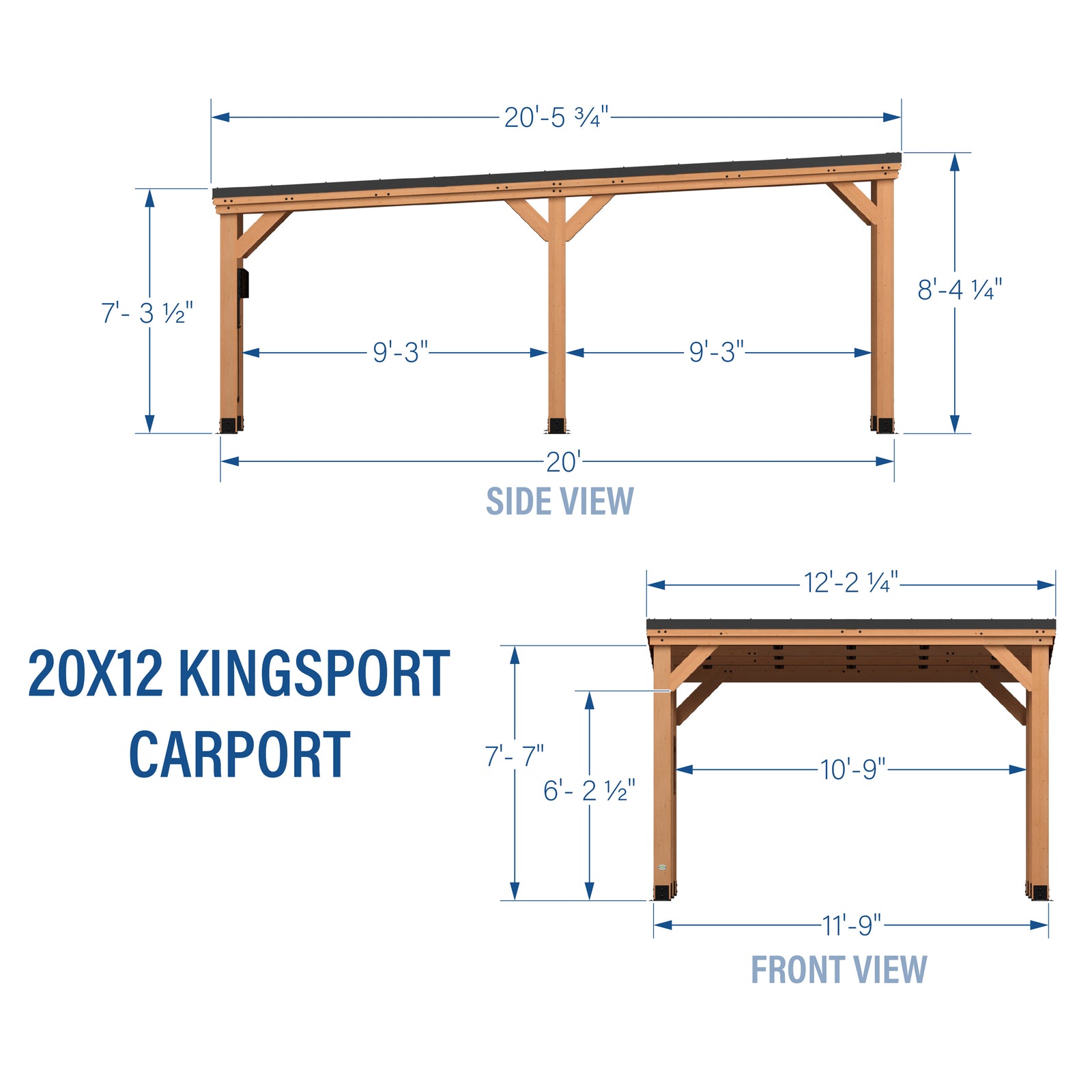 20x12 Kingsport Carport — footprint and dimensions