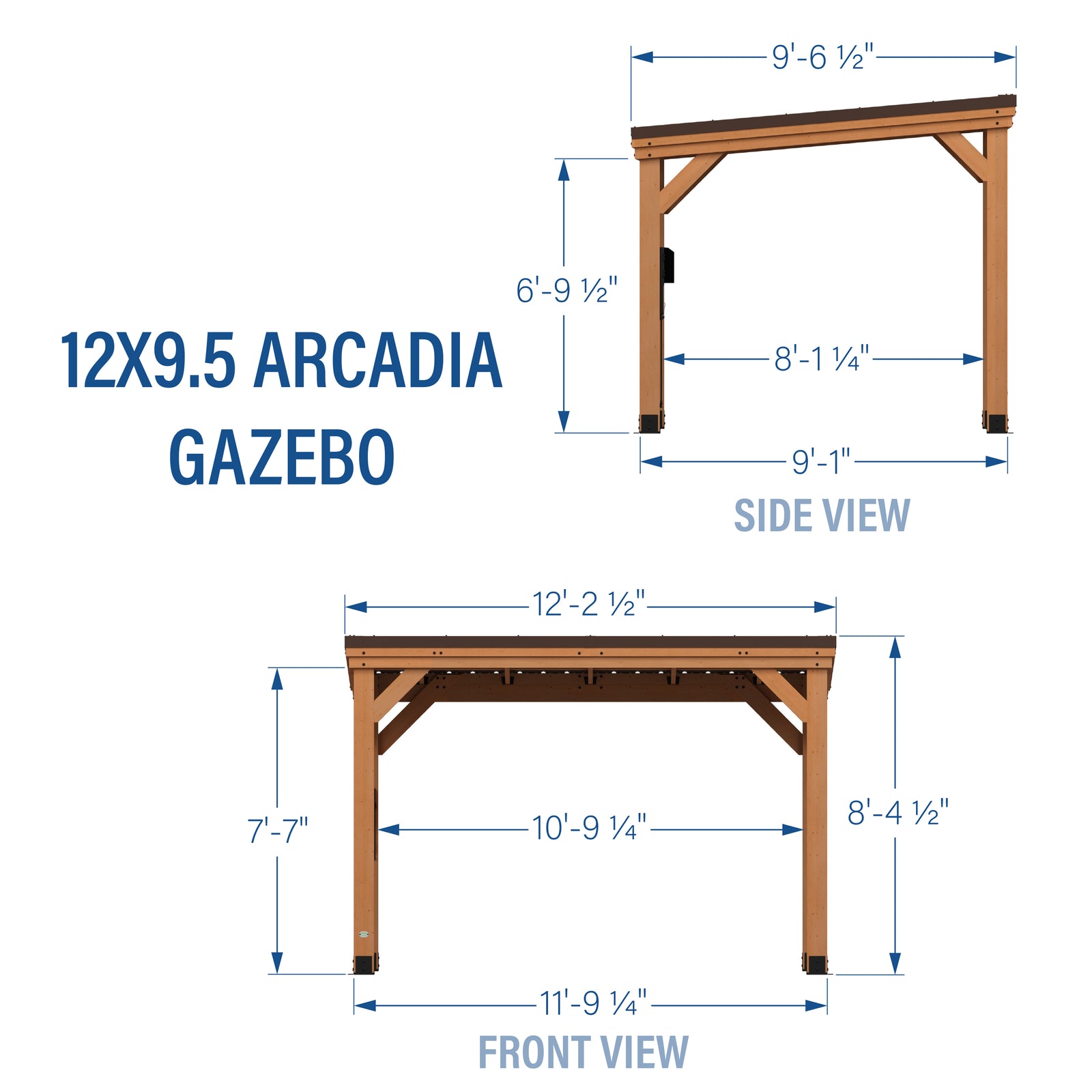 12x9.5 Arcadia Gazebo — footprint and dimensions