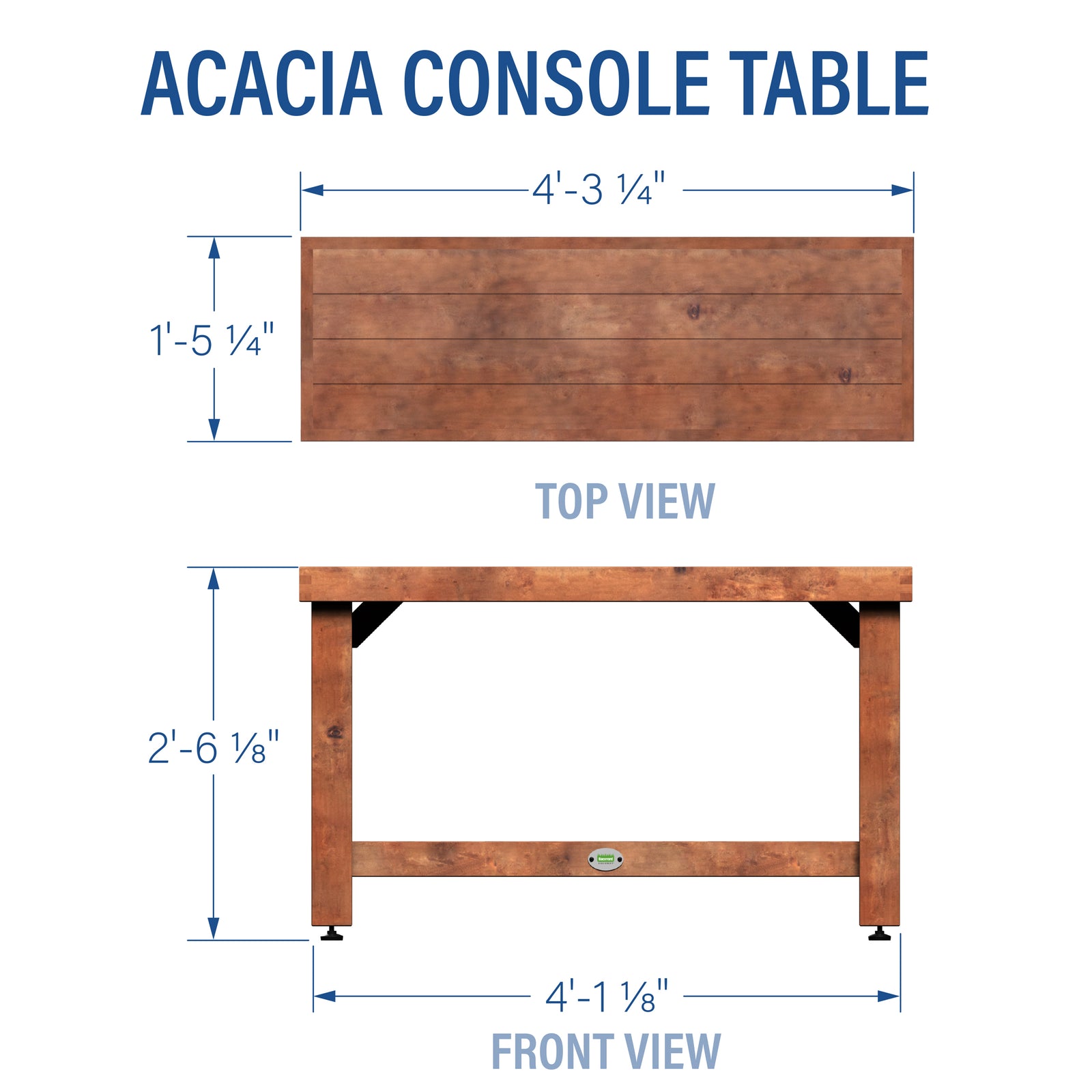 Console Table - Acacia — footprint and dimensions