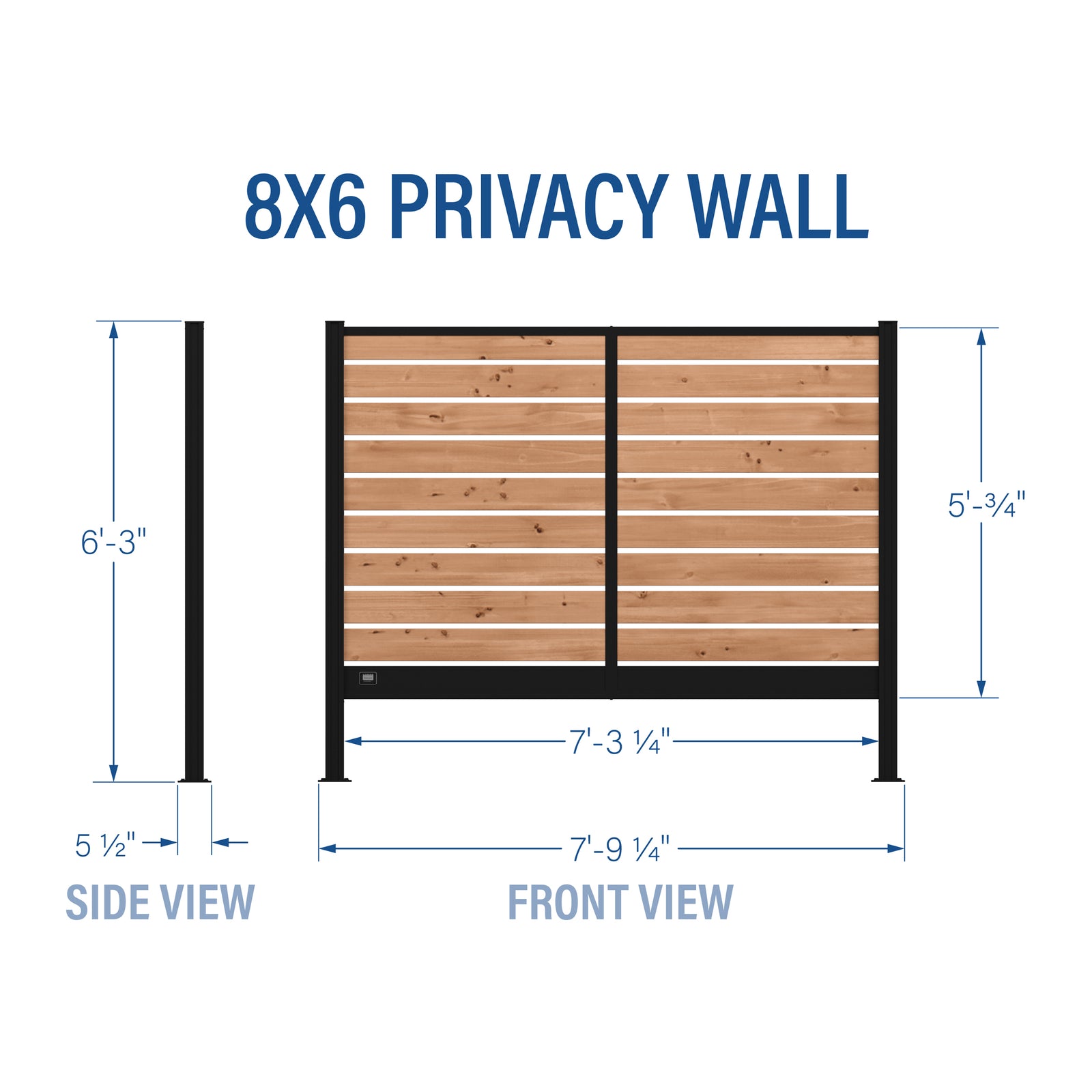 Privacy Wall 8x6 — footprint and dimensions