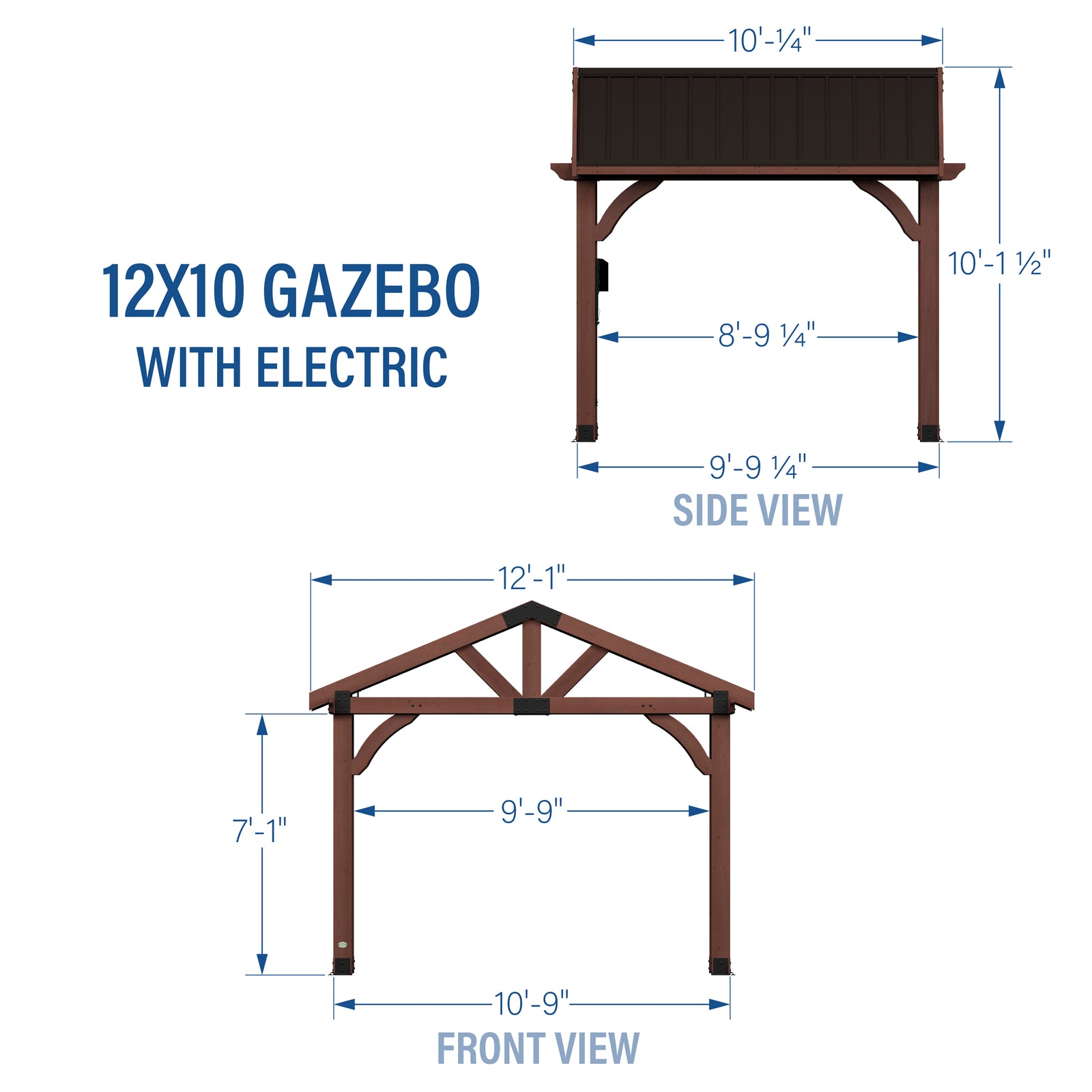12x10 Gazebo — footprint and dimensions