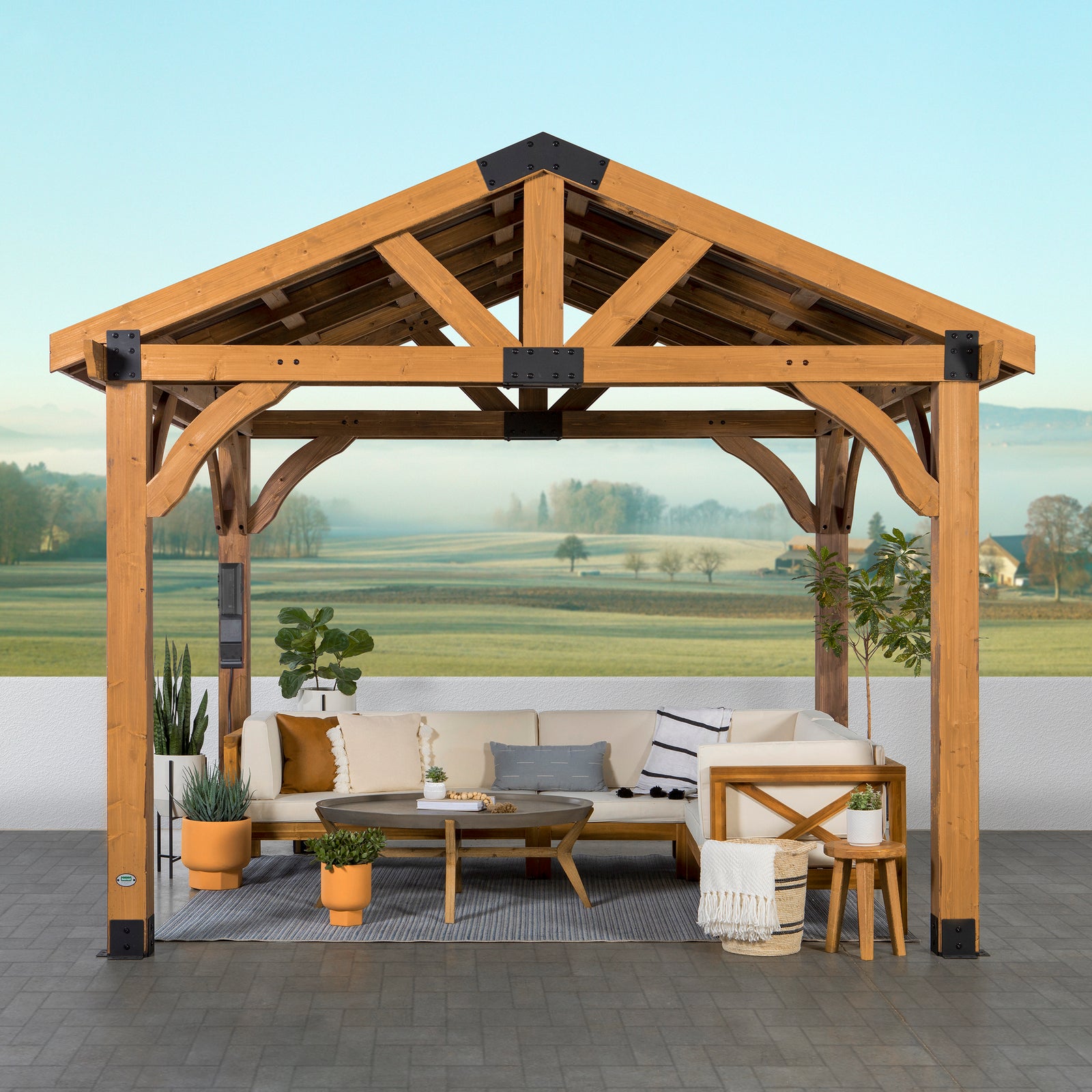 12x10 Arlington Gazebo with Electric - Lt Brown — manufacturer photo 9