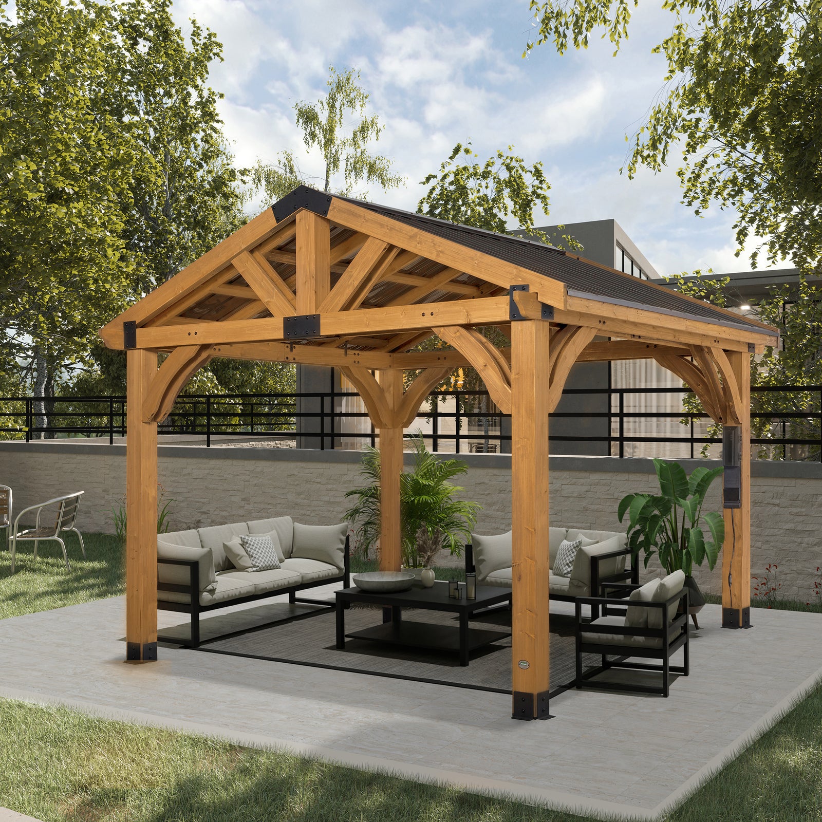 12x10 Arlington Gazebo with Electric - Lt Brown — manufacturer photo 8