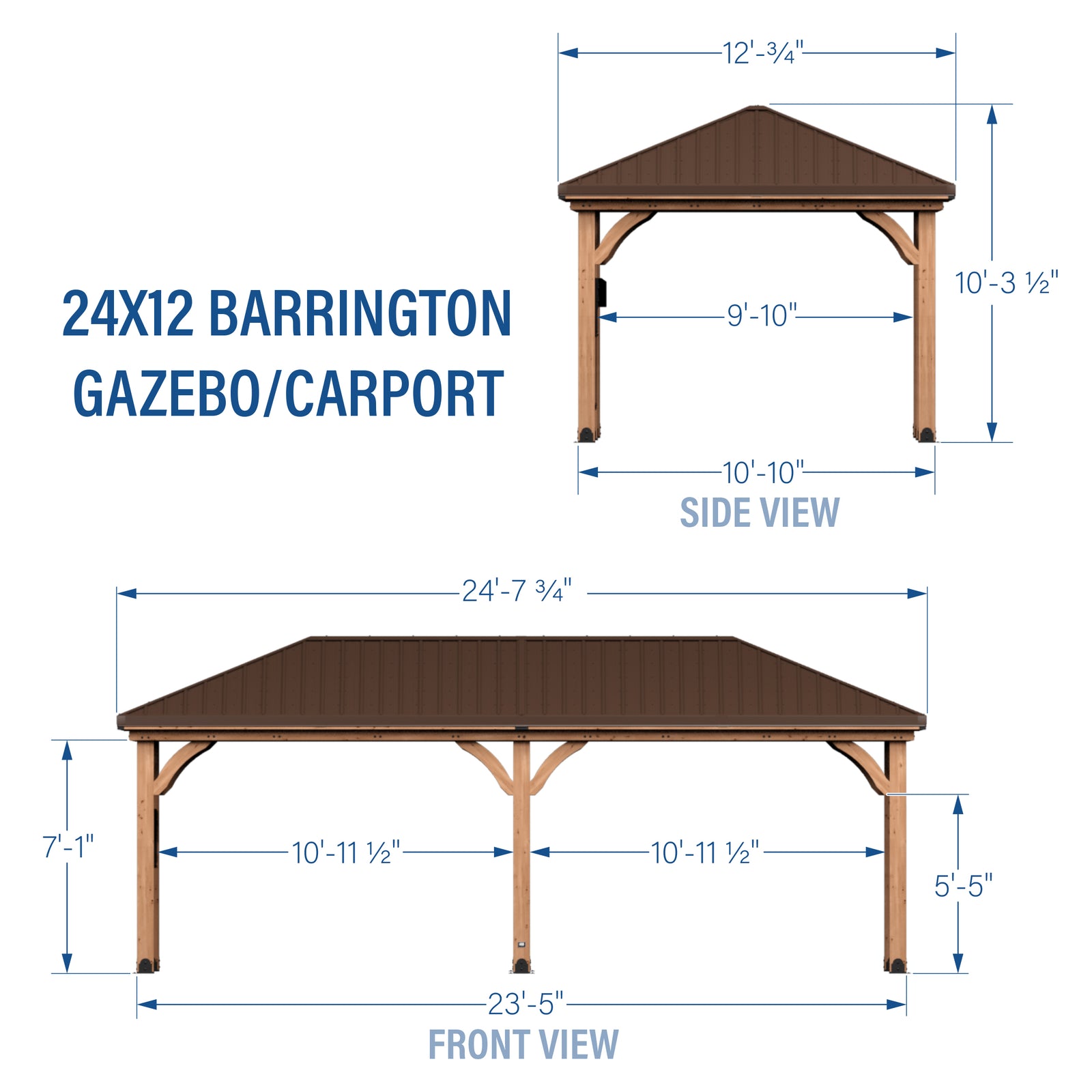 24x12 Barrington Carport/Gazebo — footprint and dimensions