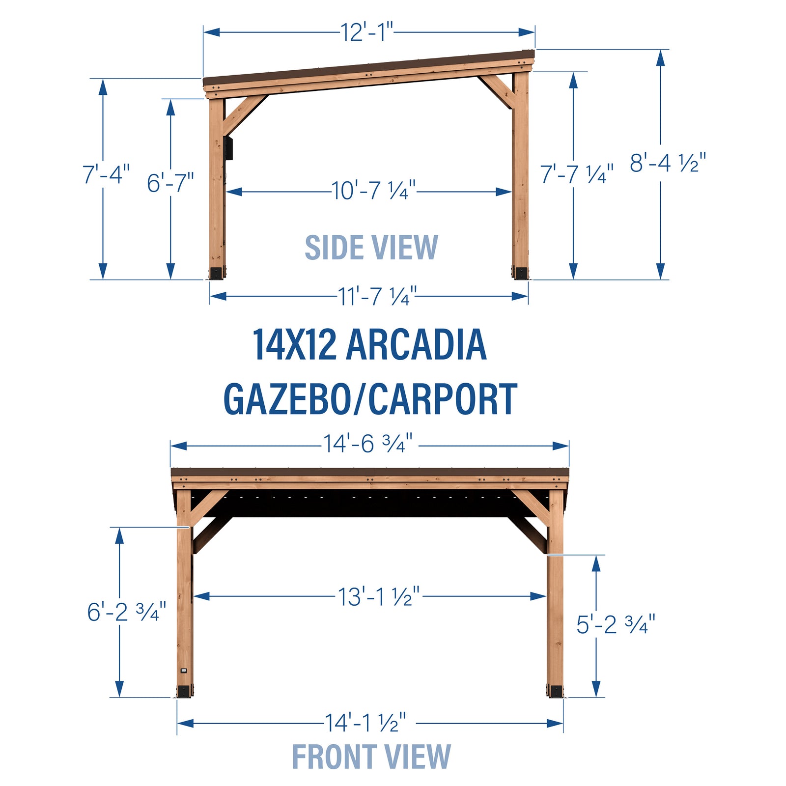 14x12 Arcadia Gazebo — footprint and dimensions