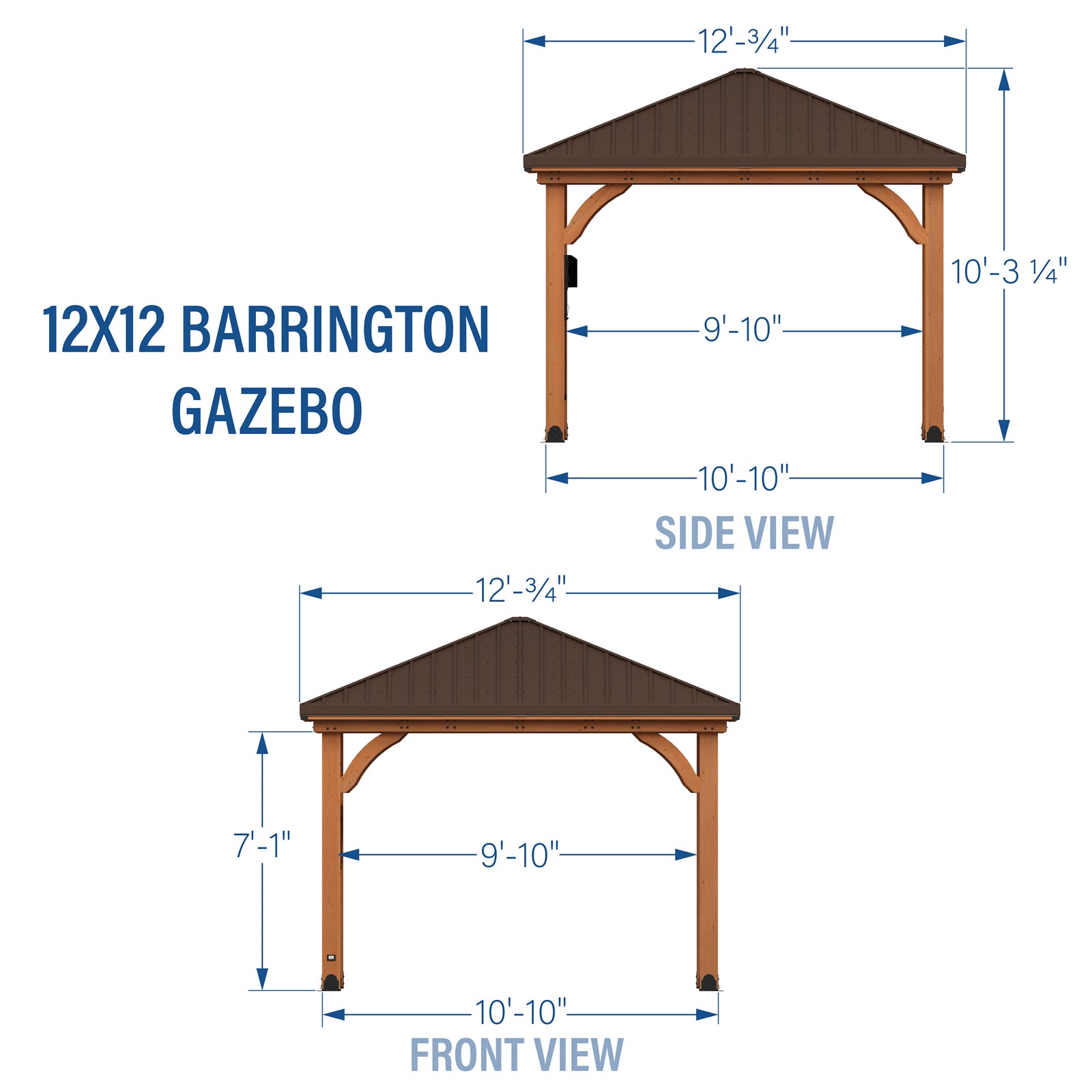 12x12 Barrington Gazebo — footprint and dimensions