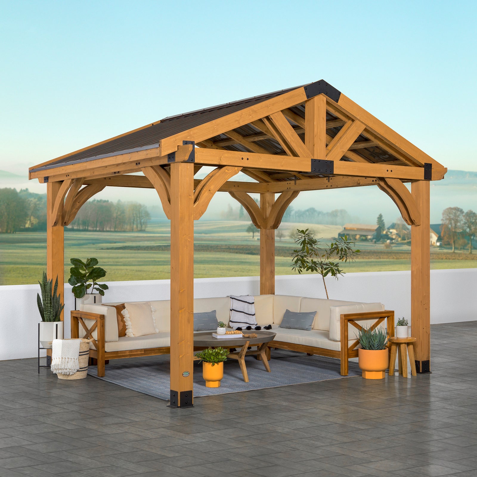 12x10 Arlington Gazebo with Electric - Lt Brown — manufacturer photo 1