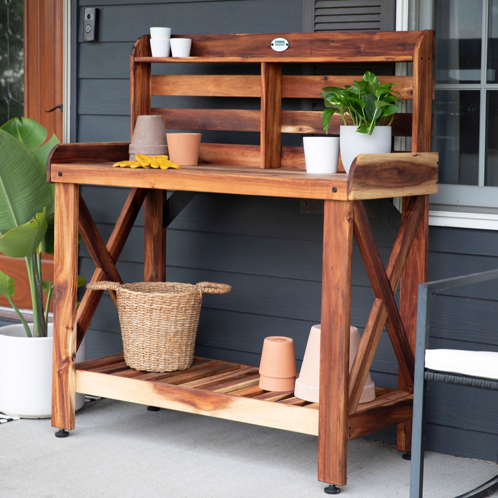 Potting Table/Bench/Serving Bar - Acacia Wood — manufacturer photo 3