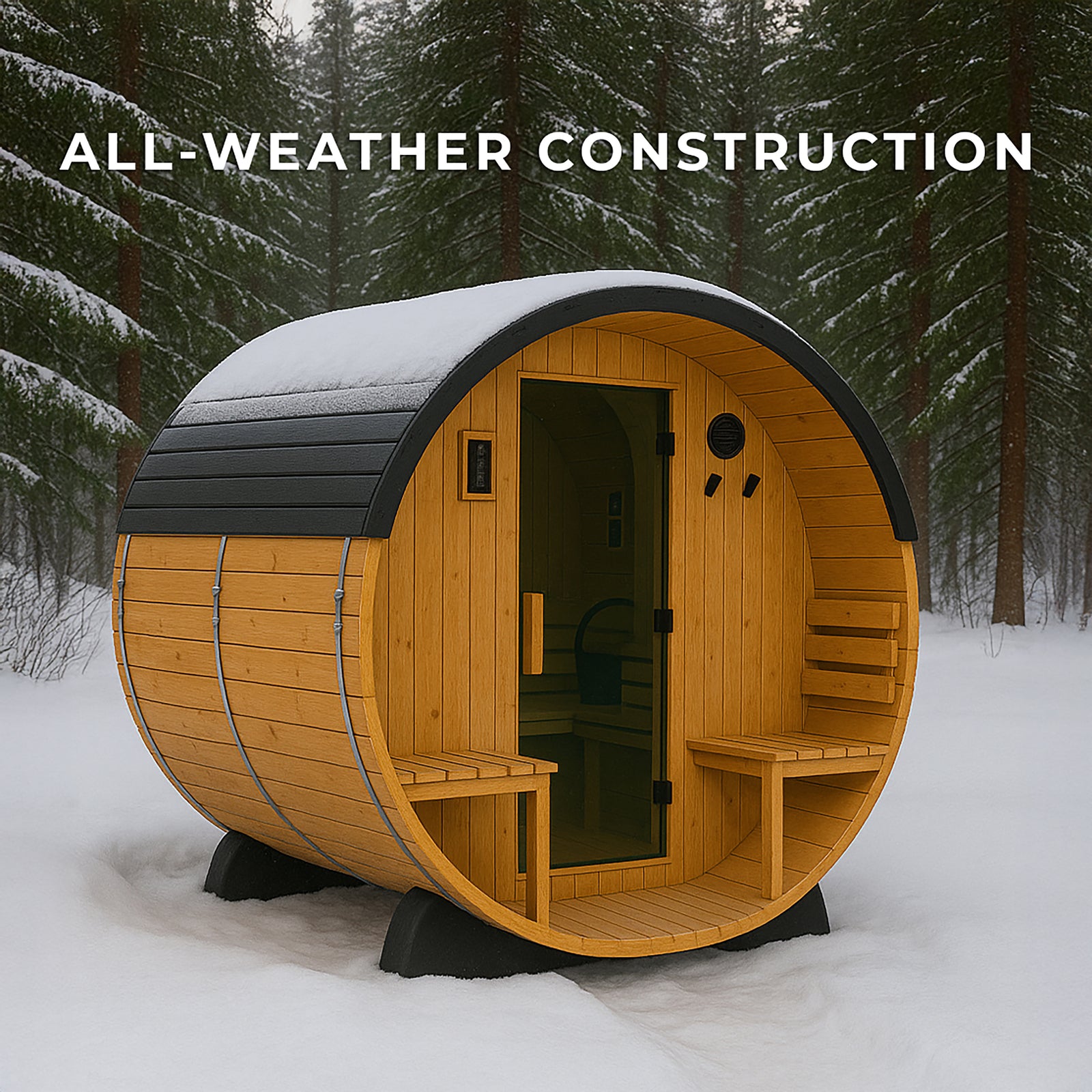 Paxton Outdoor Barrel Sauna with Porch 2-4 Person — manufacturer photo 6