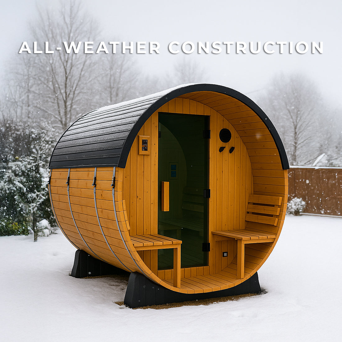 Paxton Outdoor Barrel Sauna with Porch 4-6 Person — manufacturer photo 6