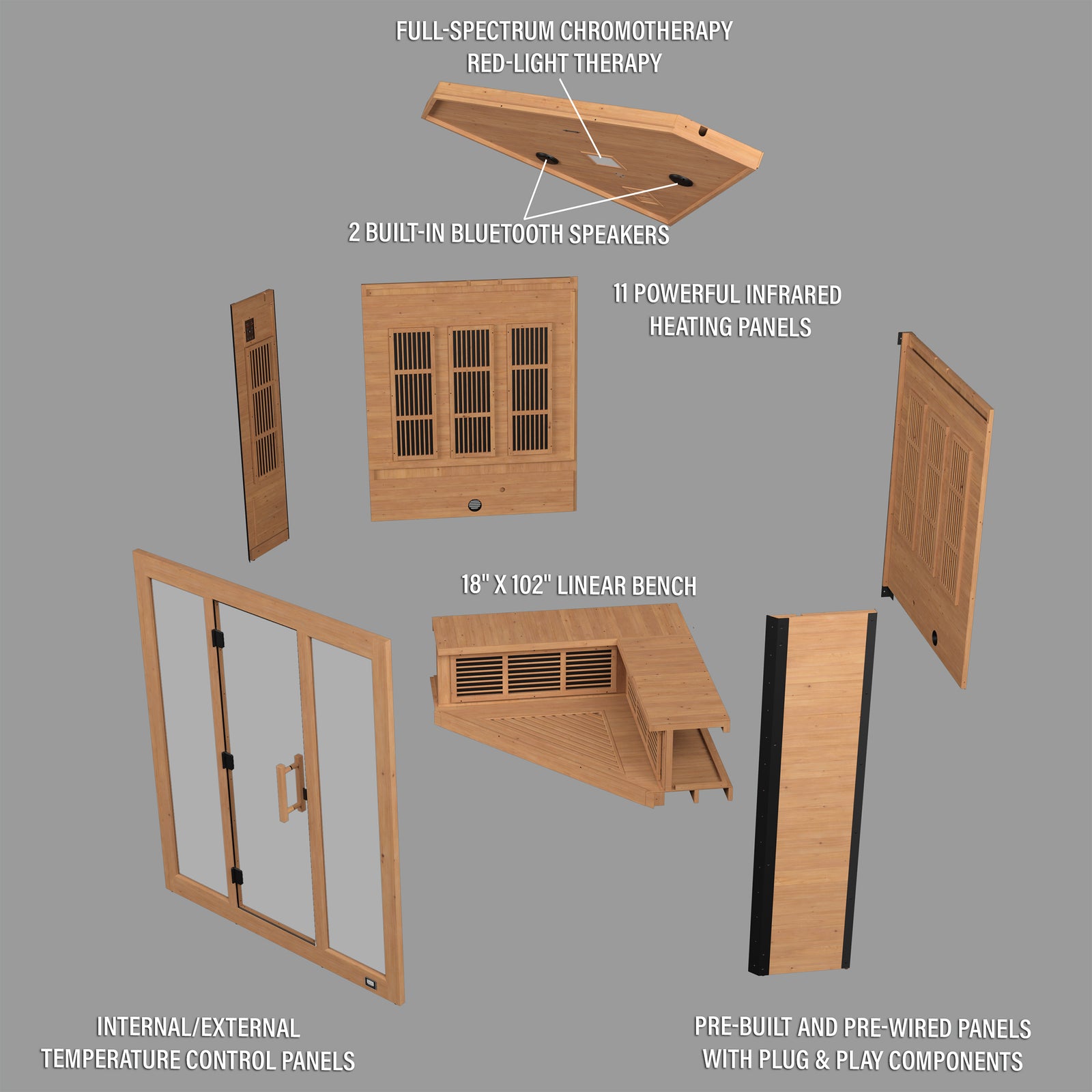 Rylan Indoor Infrared Corner Sauna 4 Person — manufacturer photo 15