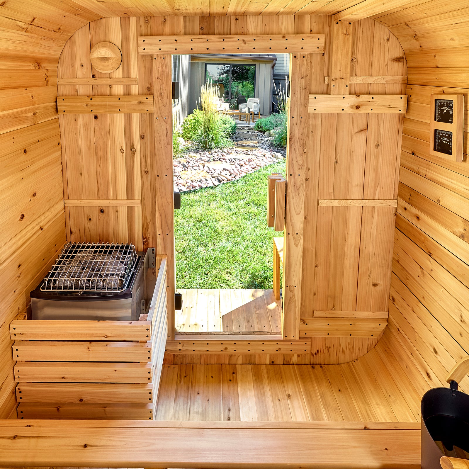 Lennon Outdoor Cube Sauna with Porch 4-6 Person — manufacturer photo 10