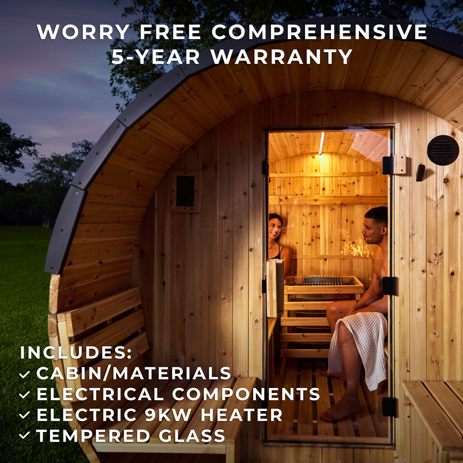 Paxton Outdoor Barrel Sauna with Porch 2-4 Person — manufacturer photo 3