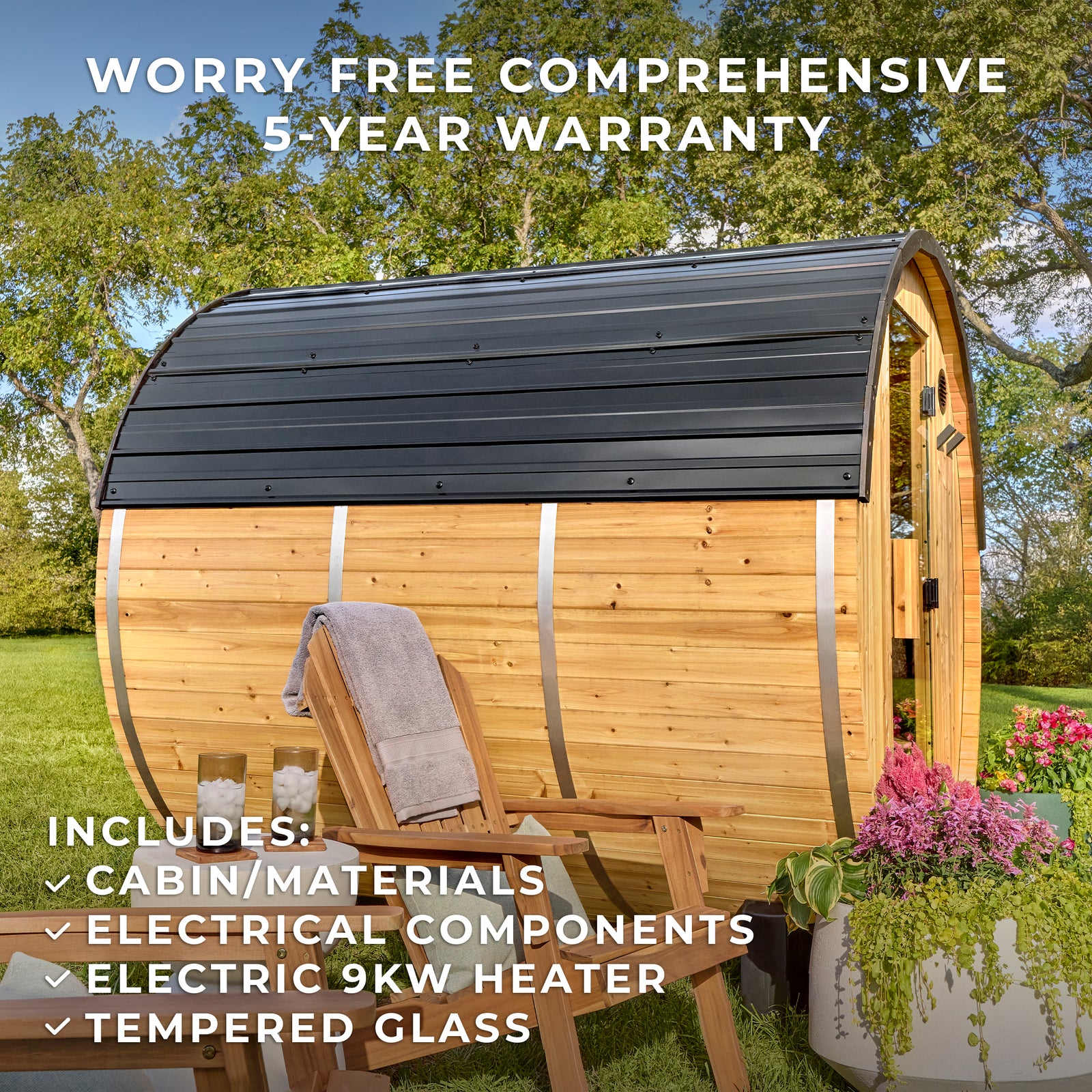 Paxton Outdoor Barrel Sauna 4-6 Person — manufacturer photo 3