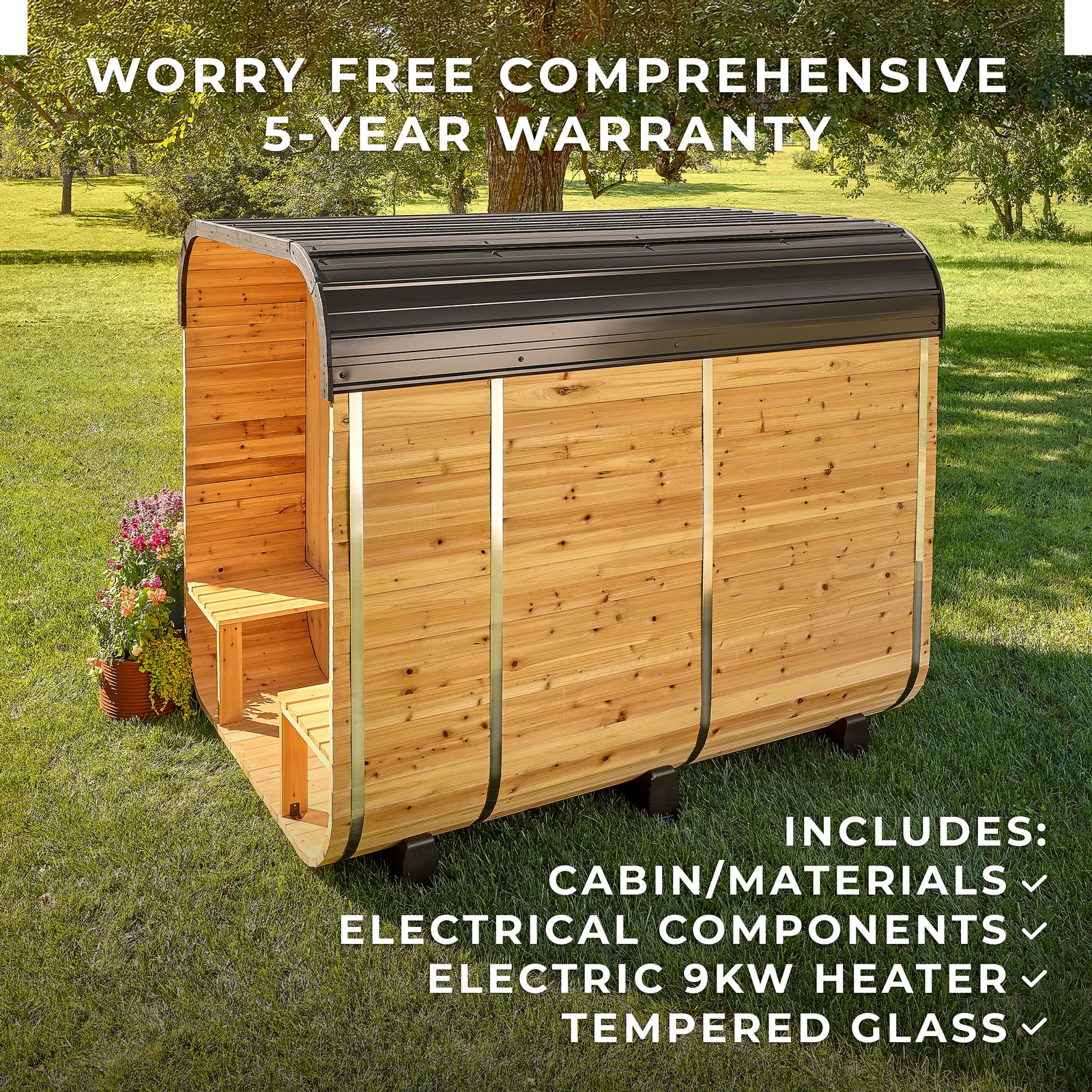 Lennon Outdoor Cube Sauna with Porch 4-6 Person — manufacturer photo 3