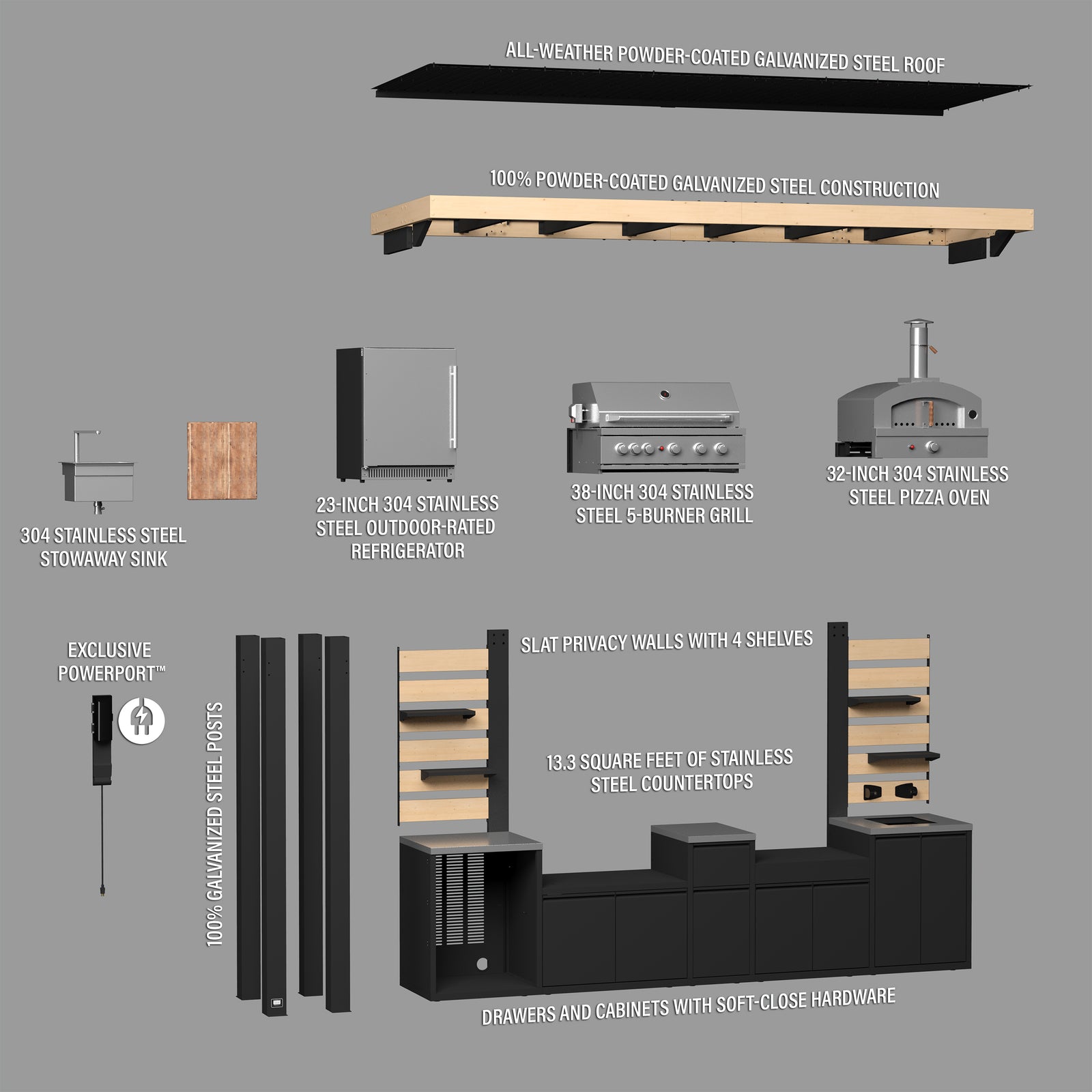 Fusion Flame 2 Outdoor Kitchen — manufacturer photo 26