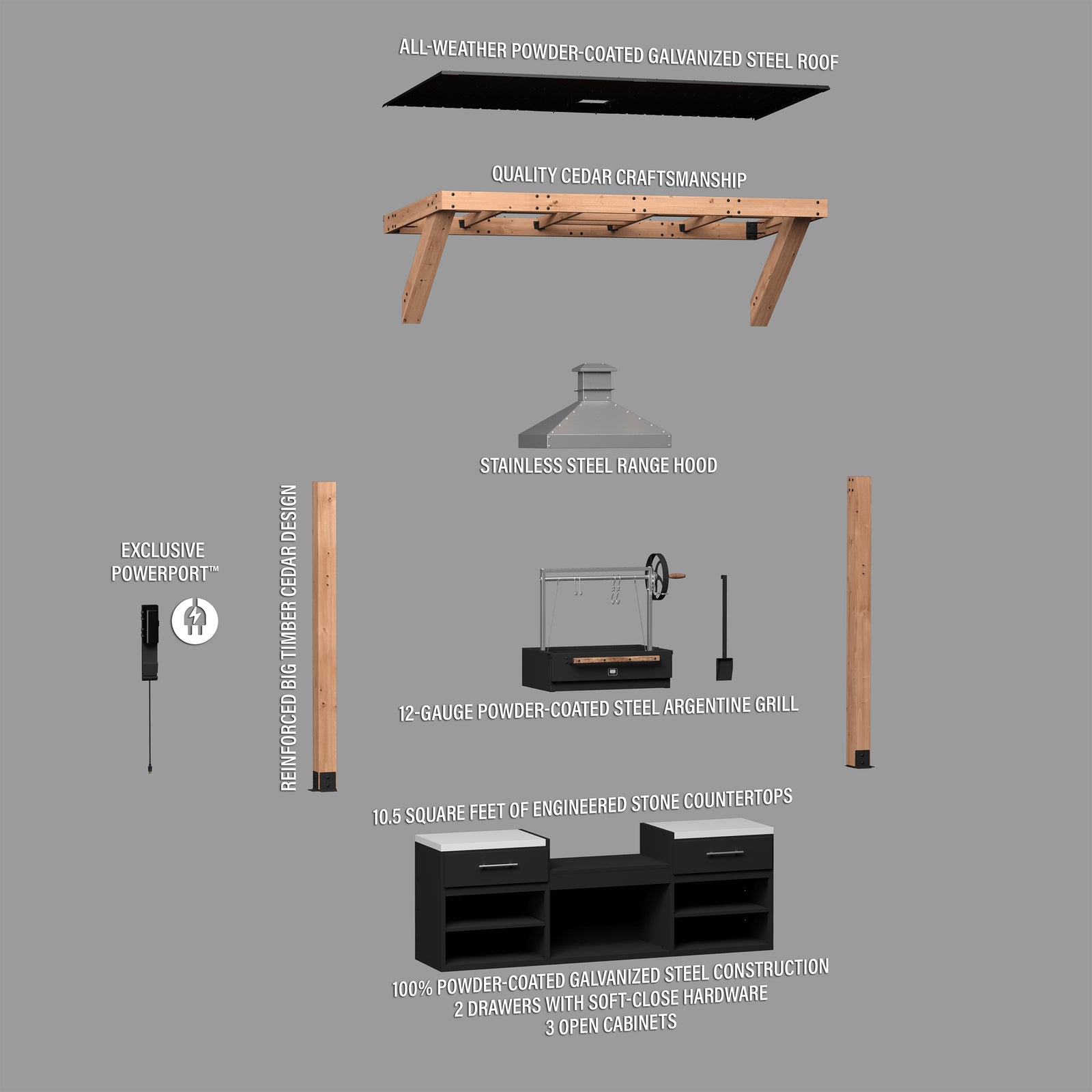 Timber Rock Outdoor Argentine Grill Cook Station — manufacturer photo 22
