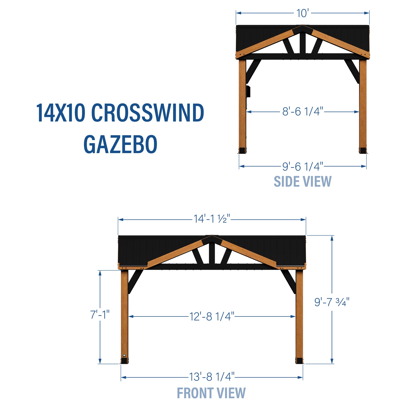 14x10 Crosswind Gazebo — footprint and dimensions