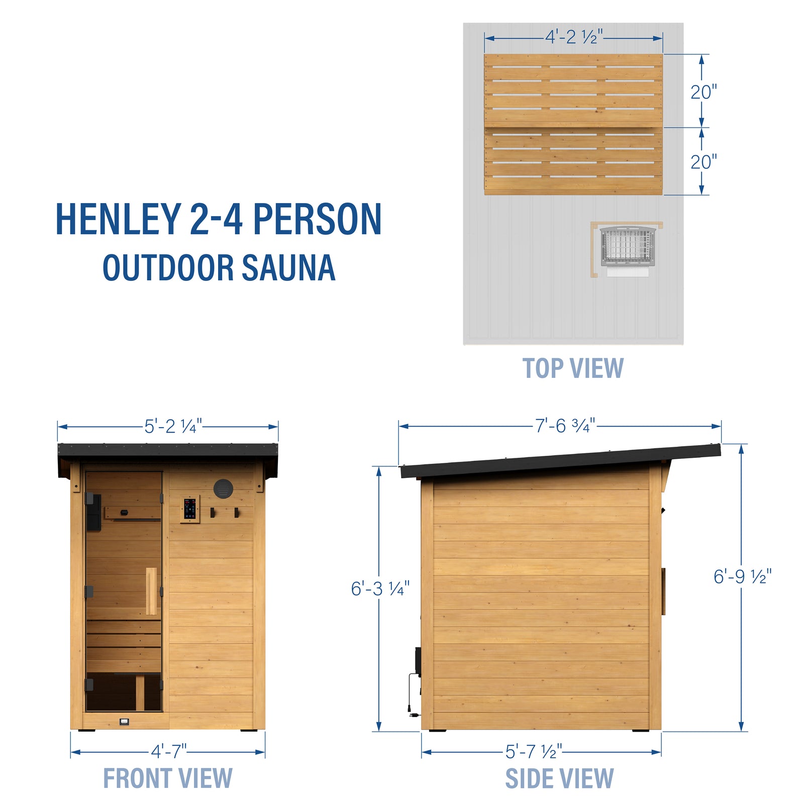 Henley Outdoor Cabin Sauna 2-4 Person — footprint and dimensions