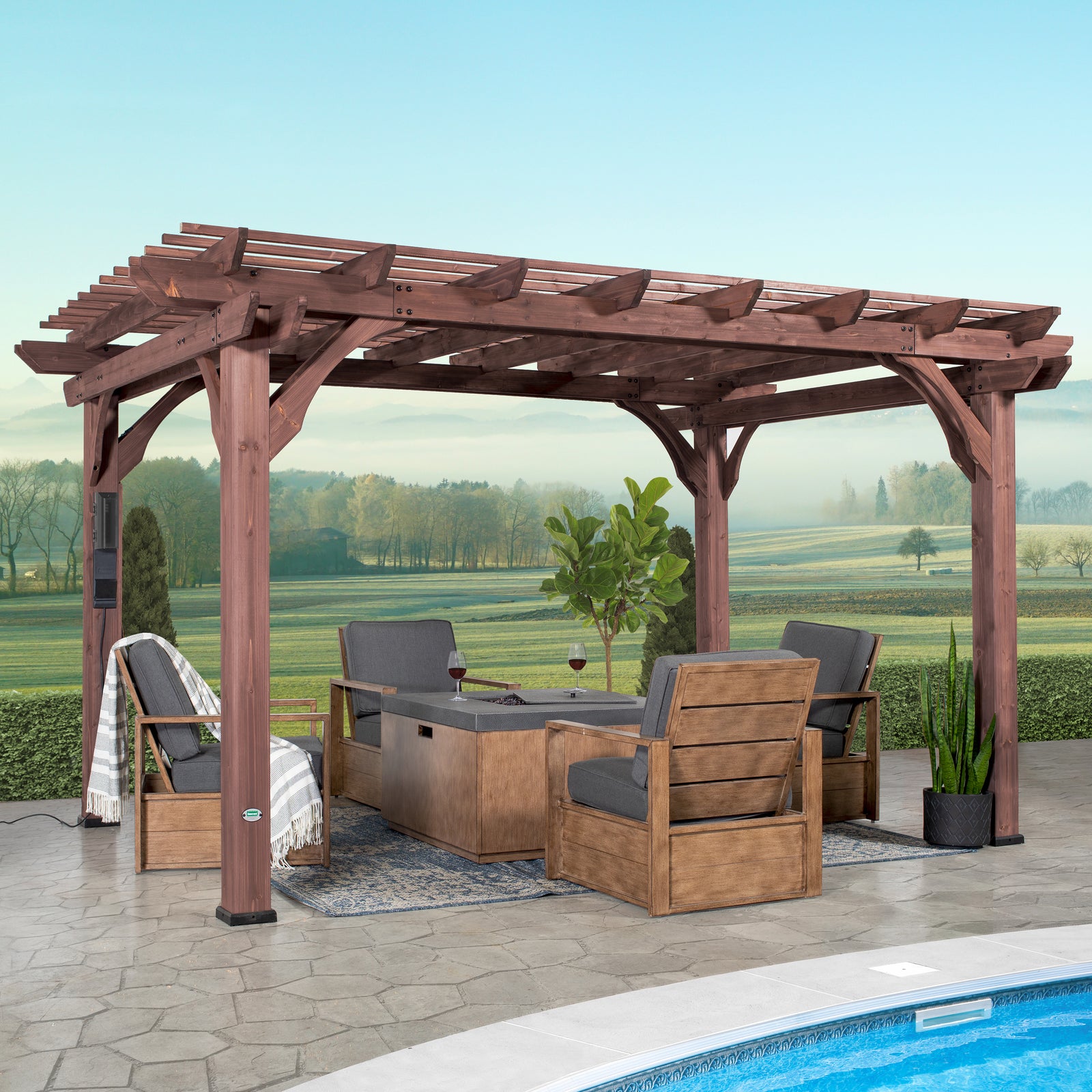 14x10 Somerville Pergola - Walnut Stain — manufacturer image 1