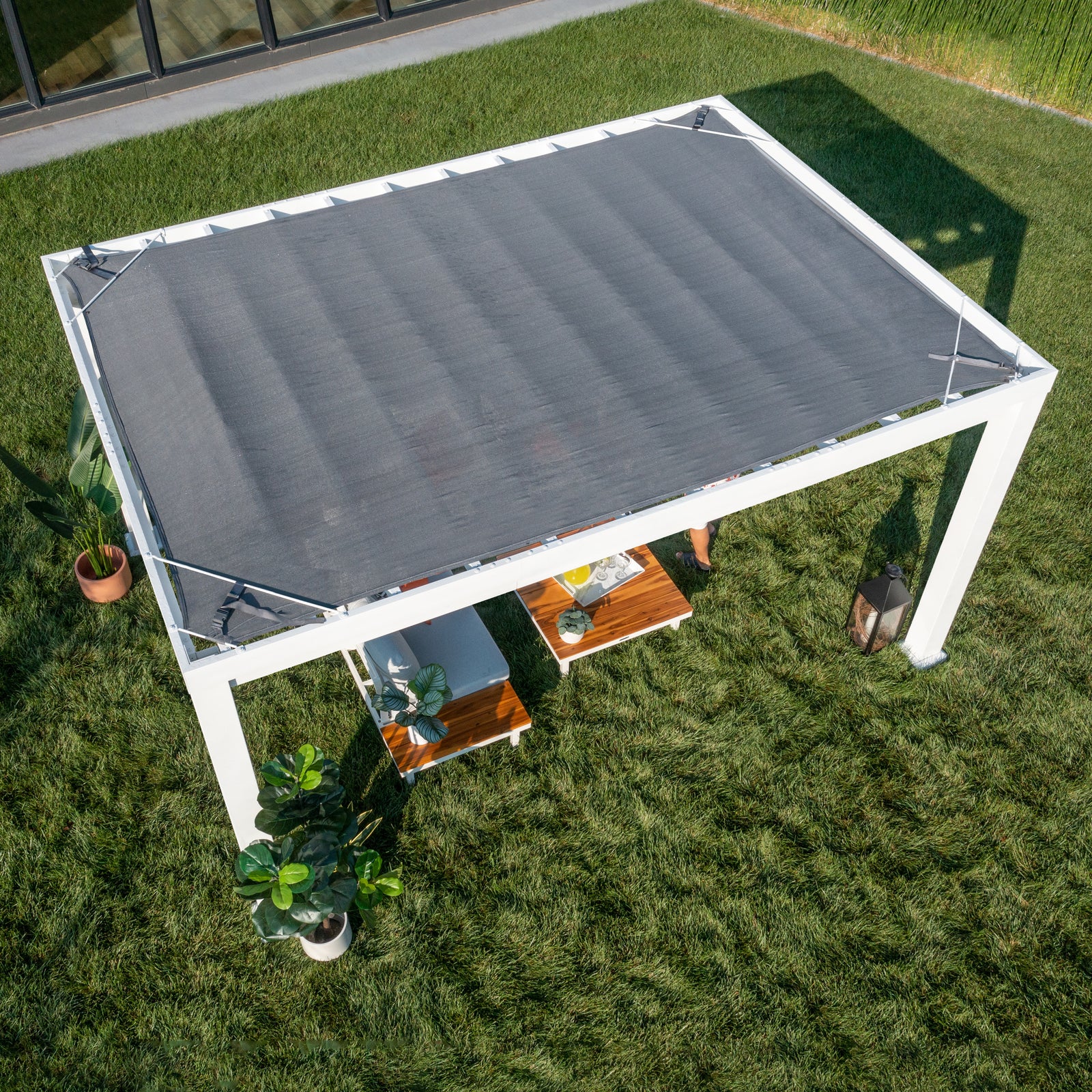 14x10 Windham Modern Steel Pergola With Sail Shade Soft Canopy — manufacturer image 9