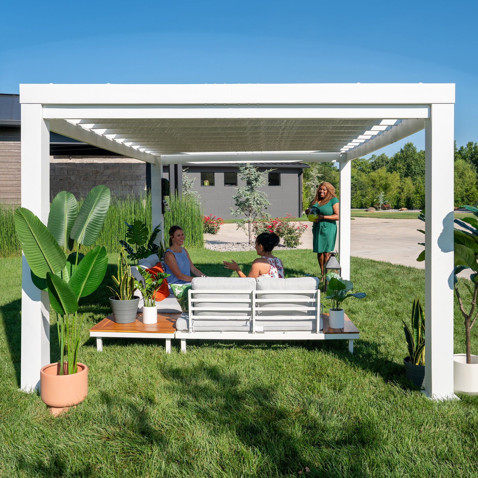 14x12 Windham Modern Steel Pergola With Sail Shade Soft Canopy — manufacturer image 9