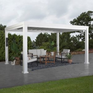 14x10 Windham Modern Steel Pergola With Sail Shade Soft Canopy — manufacturer image 1