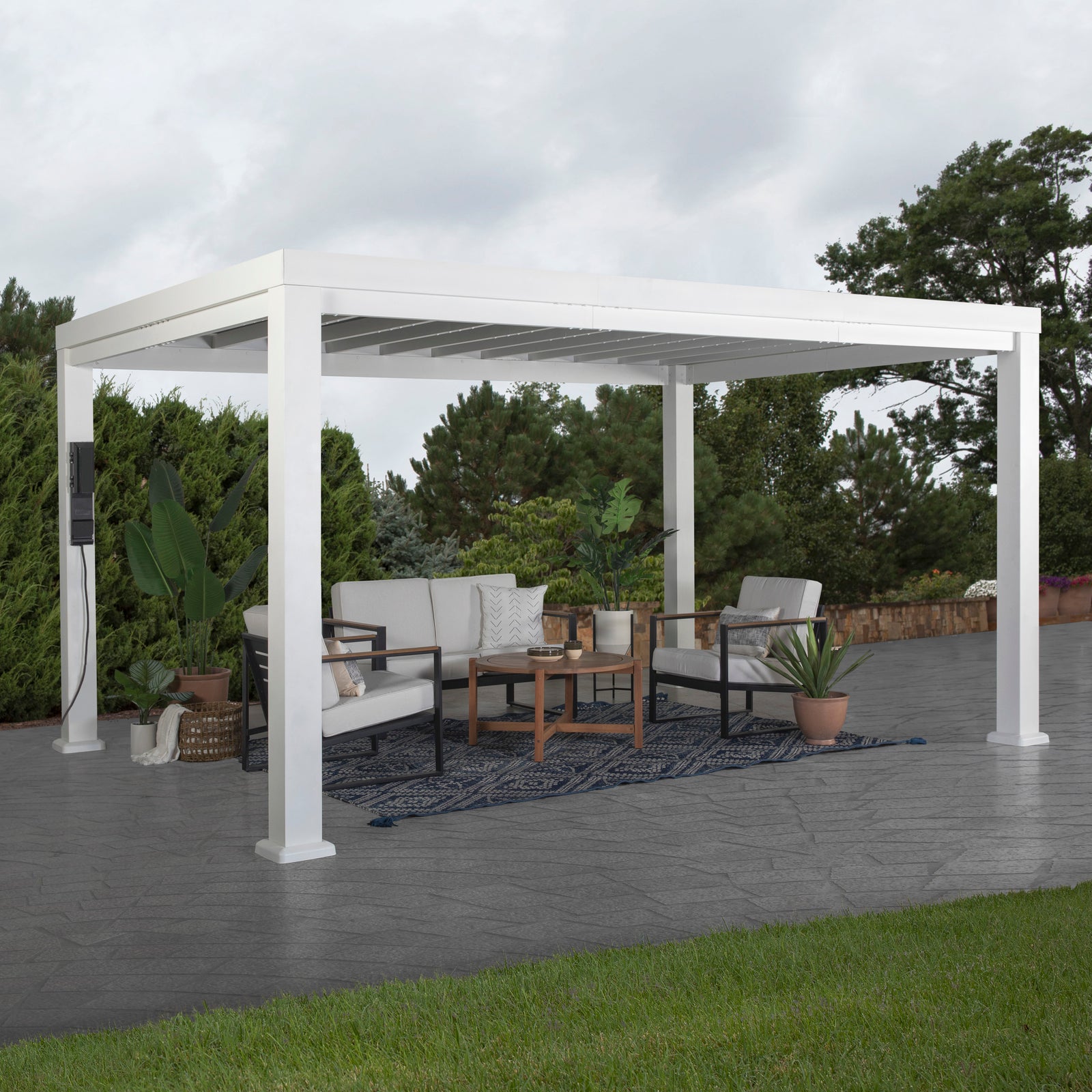 14x10 Windham Modern Steel Pergola With Sail Shade Soft Canopy — manufacturer image 1